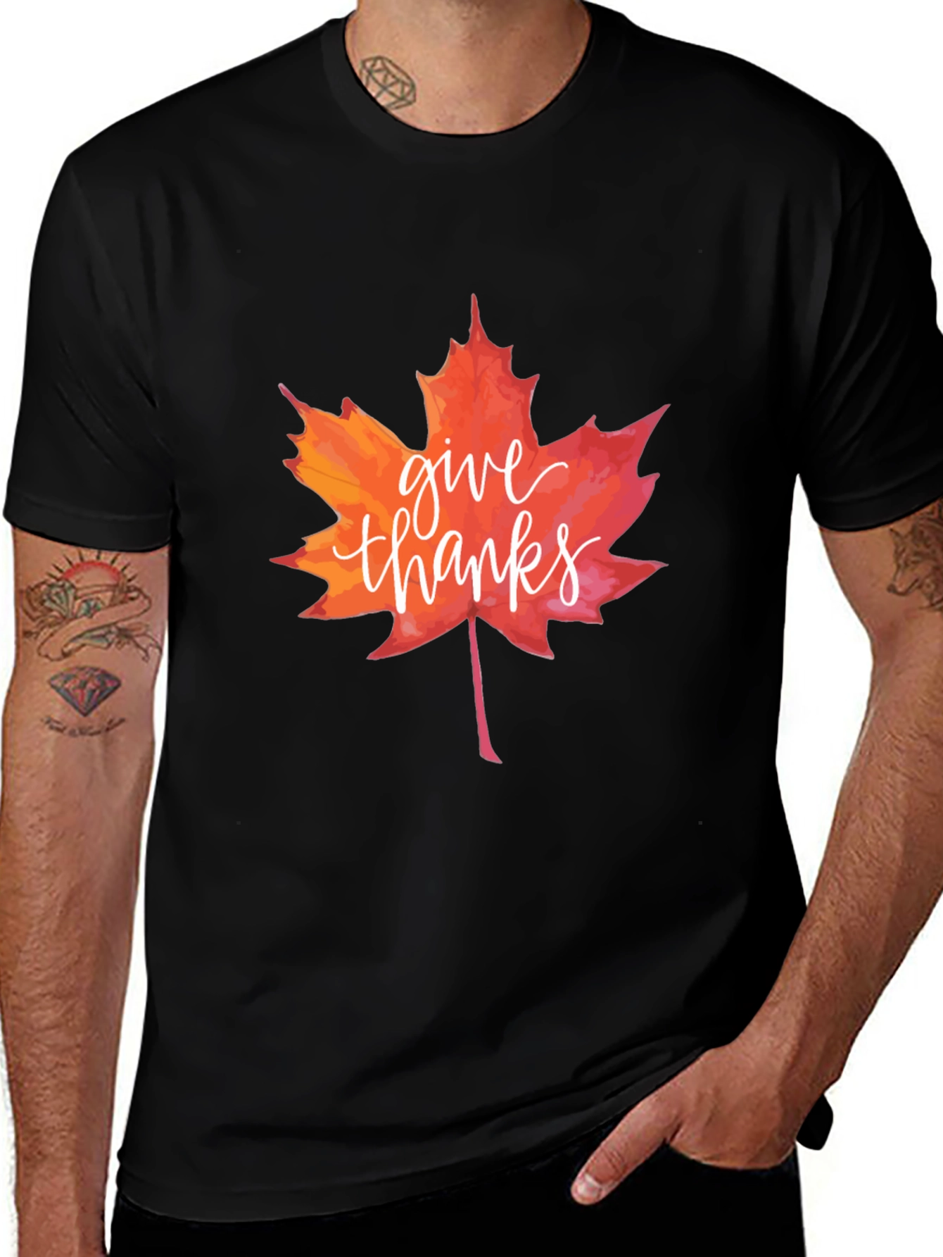 Variant 25 of Give Thanks Maple Leaf Graphic T-Shirt