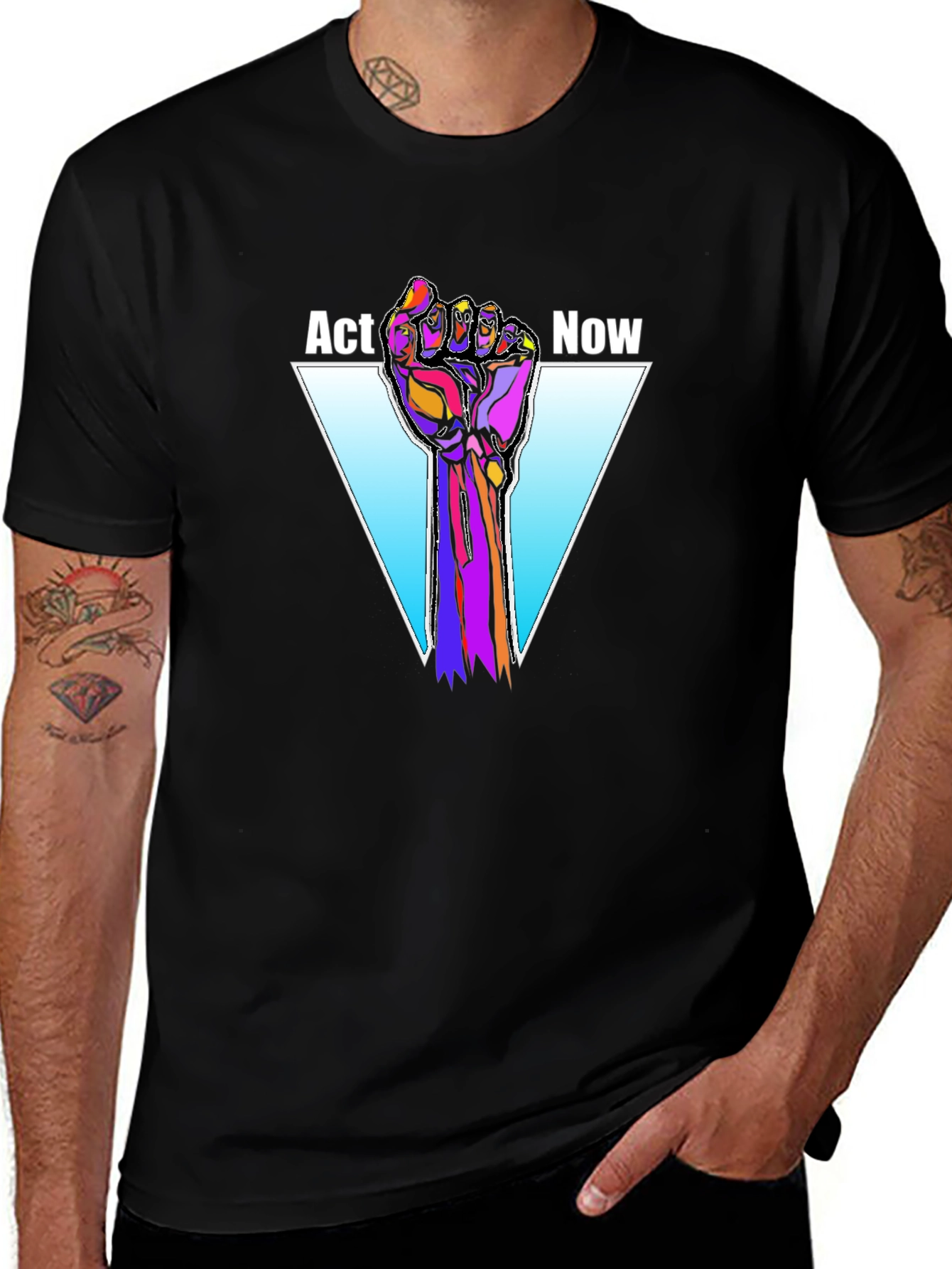Variant 12 of Act Now Graphic Tee - Black Cotton T-Shirt