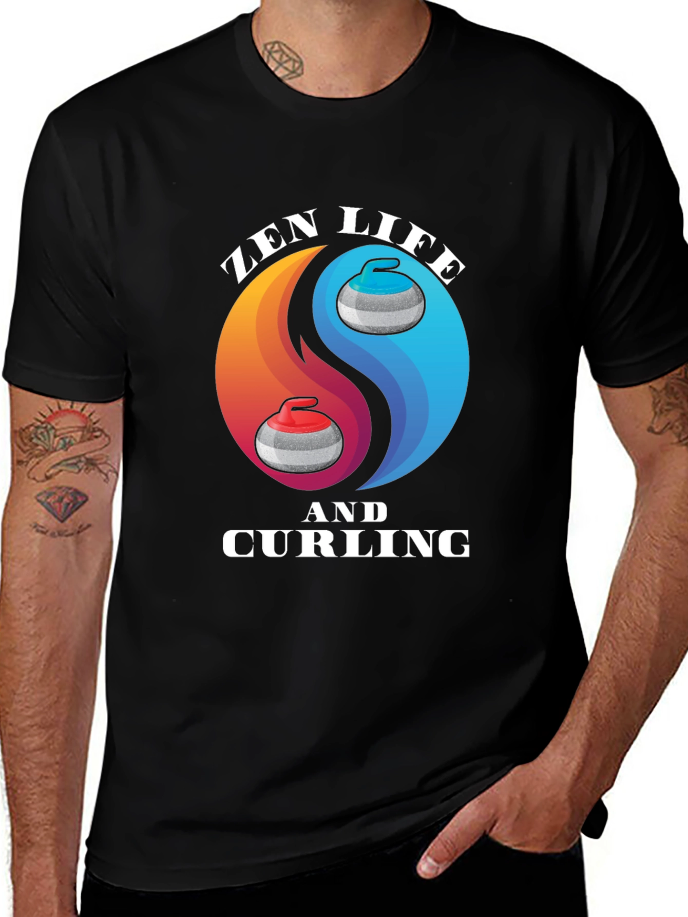 Variant 2 of Zen Life Curling T-Shirt Yin Yang Graphic Tee