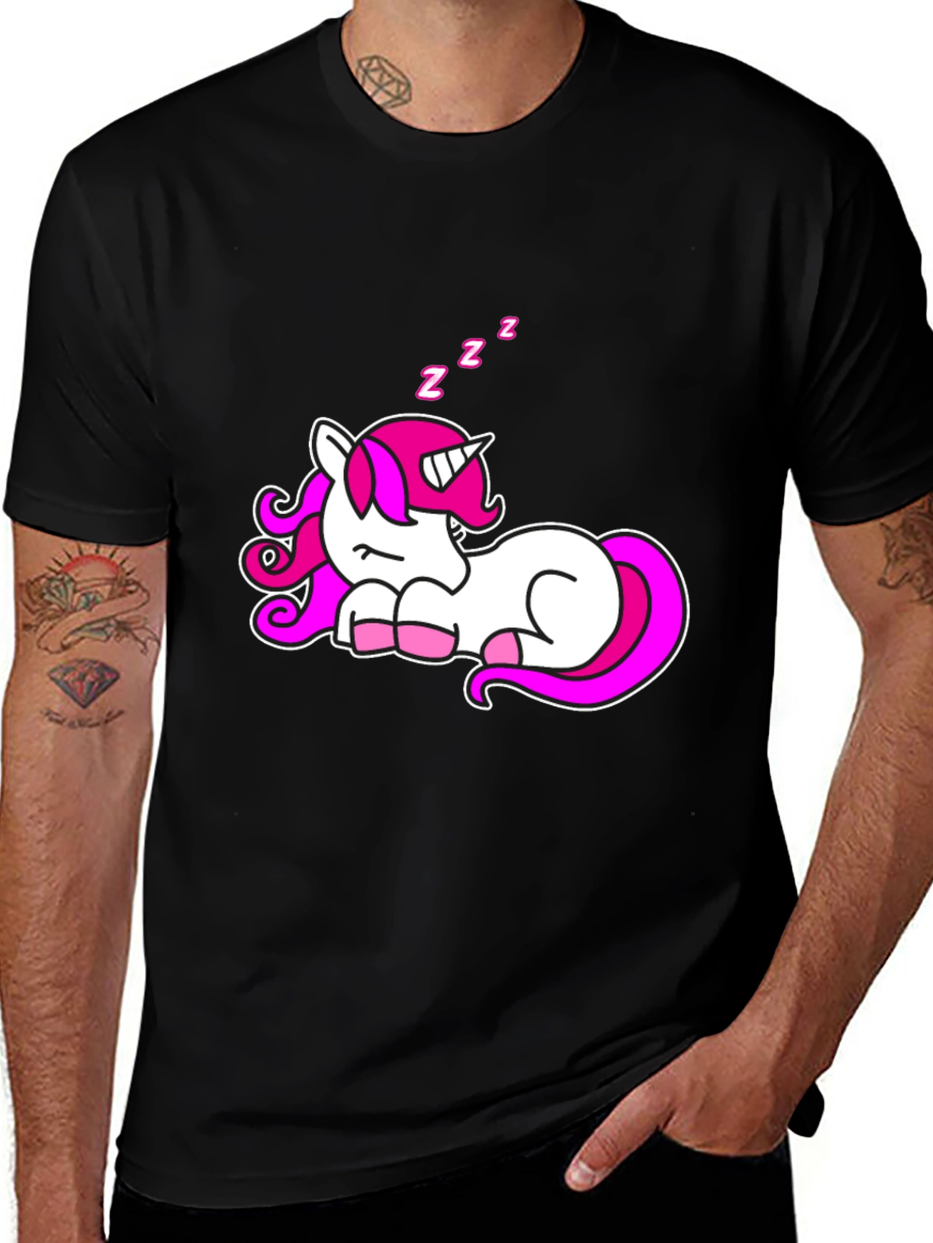 Variant 21 of Sleeping Unicorn Graphic T-Shirt - Black