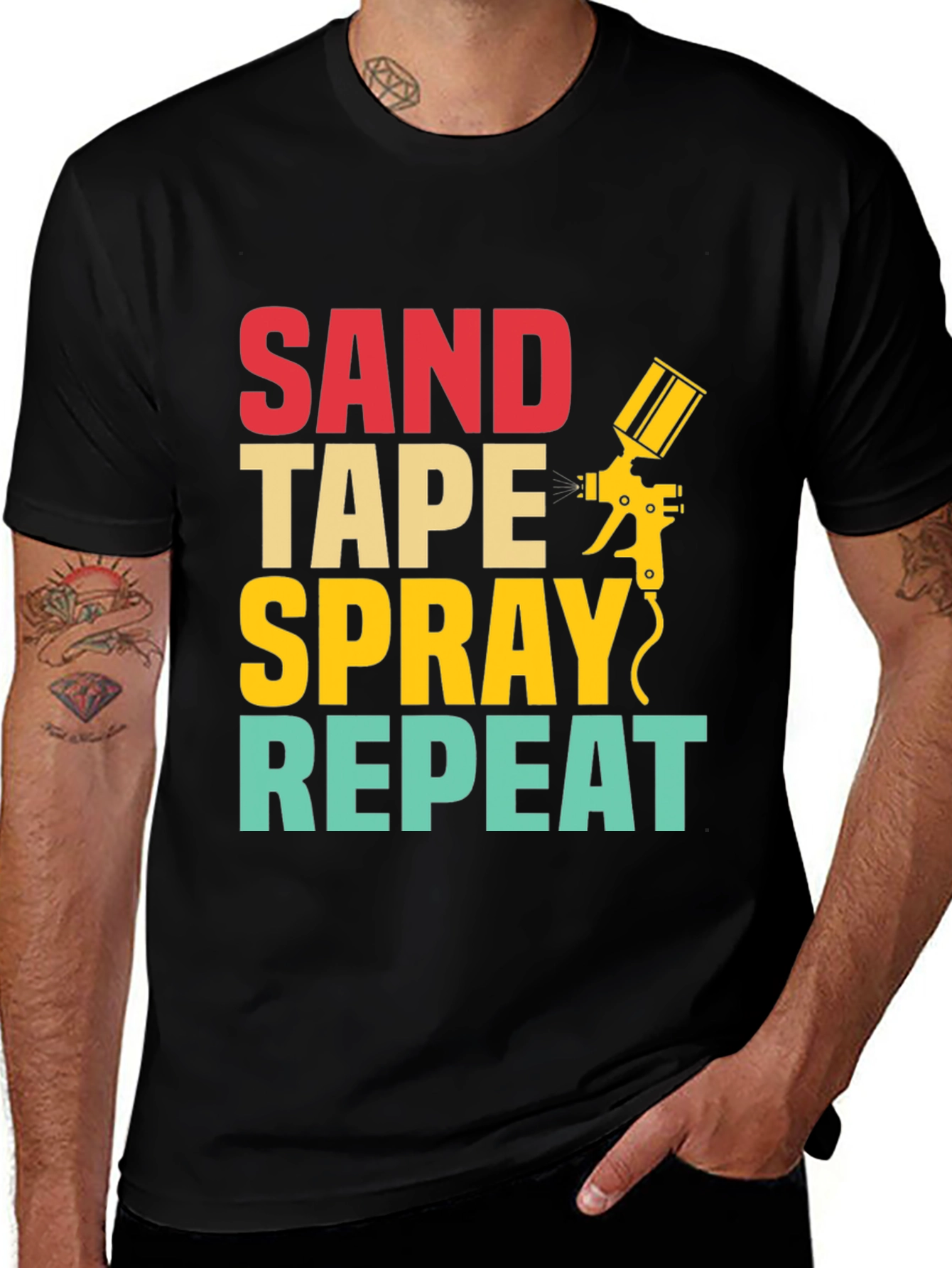 Sand Tape Spray Repeat T-Shirt, Painting Tee