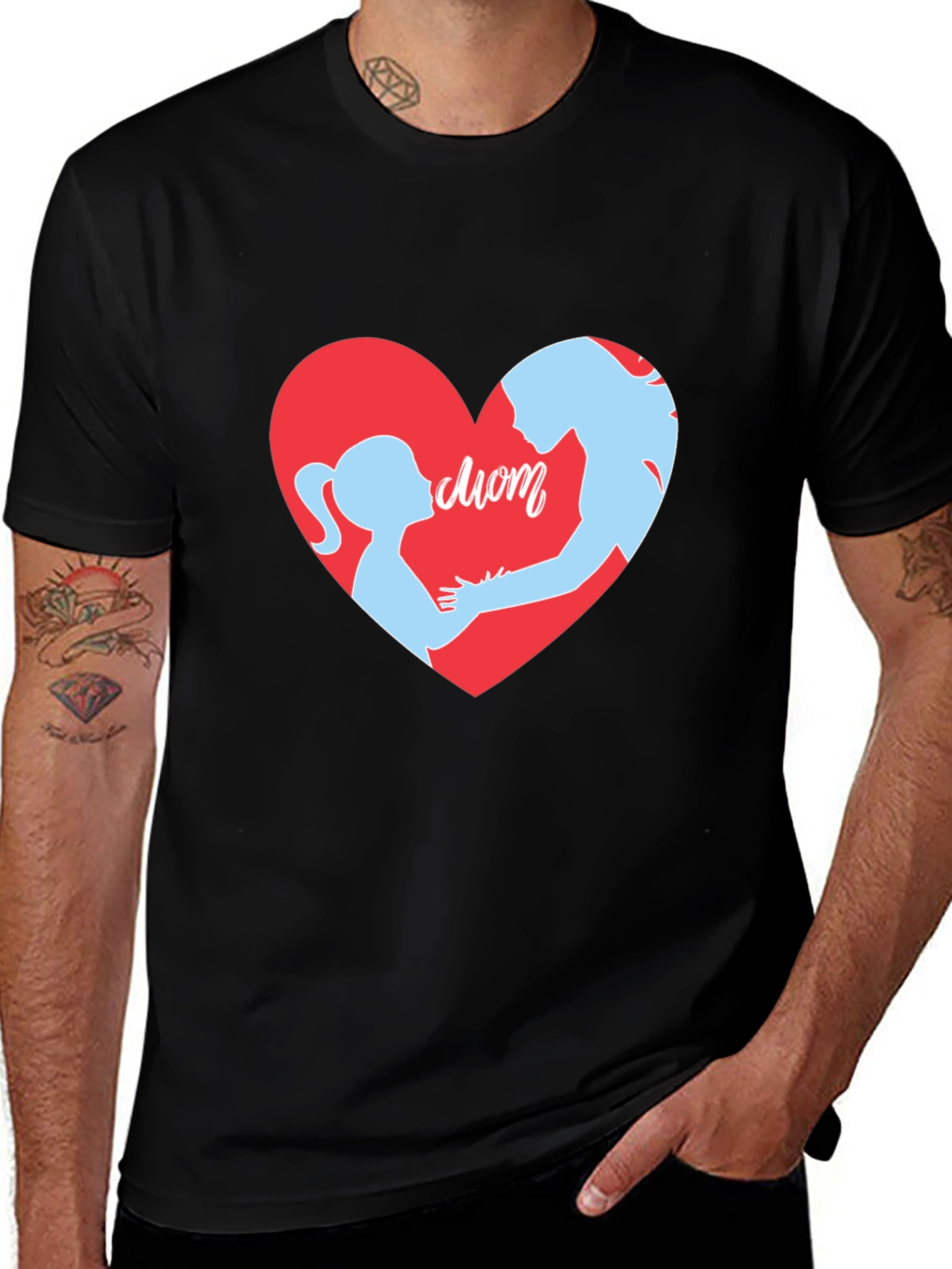 Black Mom & Daughter Heart T-Shirt - Black main image