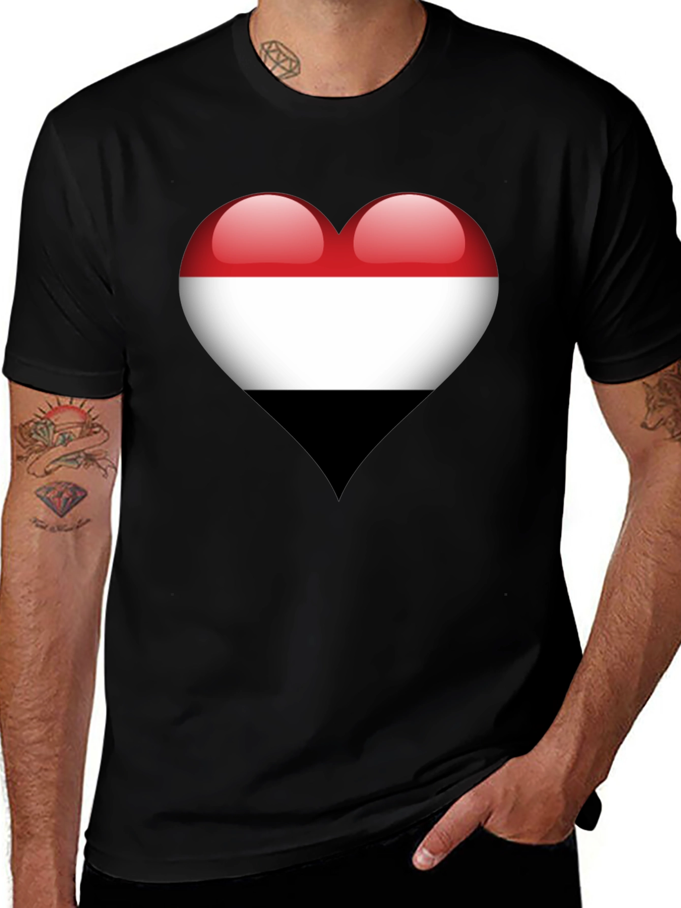 Yemen Flag Heart T-Shirt - Show Your Love!