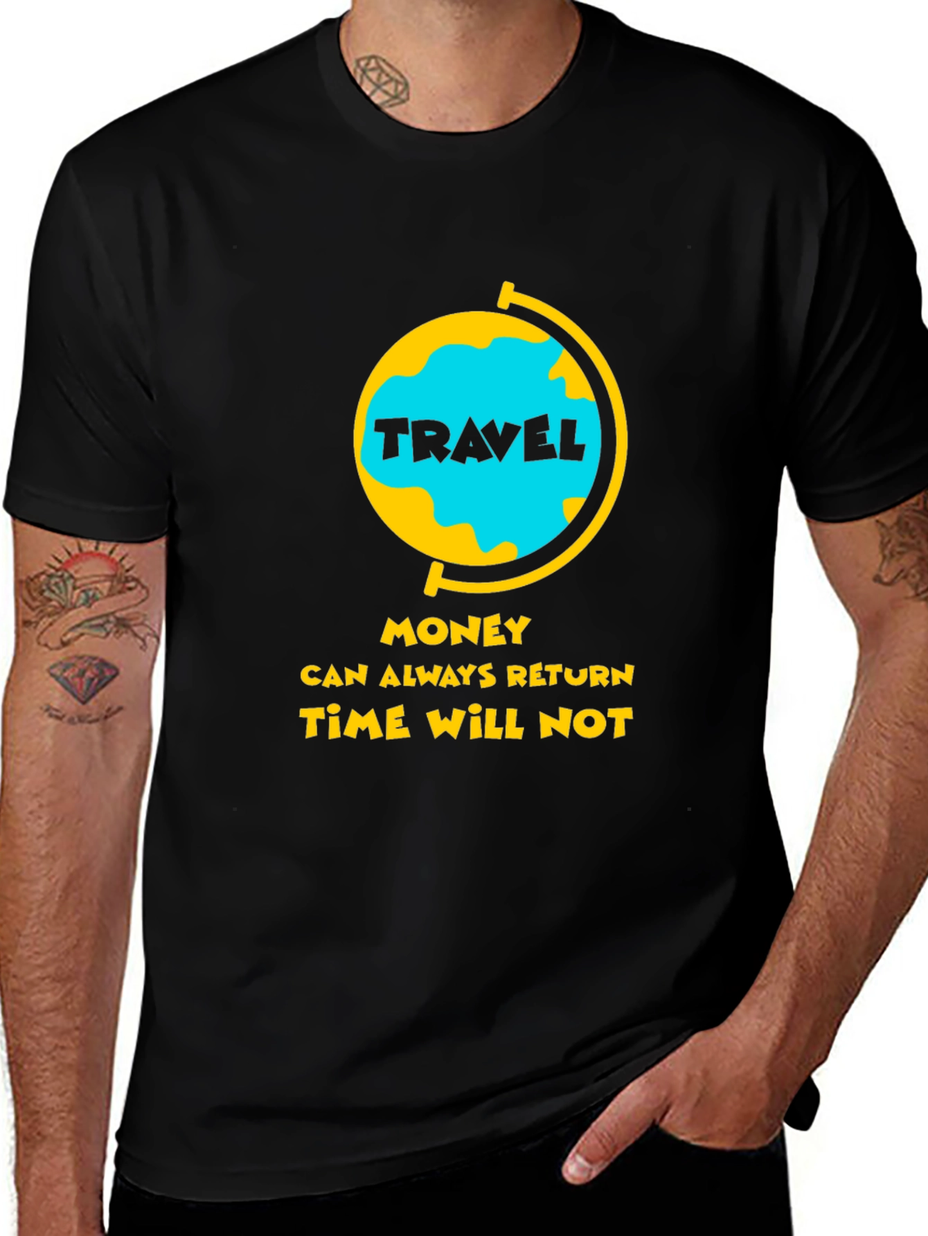 Variant 7 of Travel Globe Graphic Tee - Time Will Not