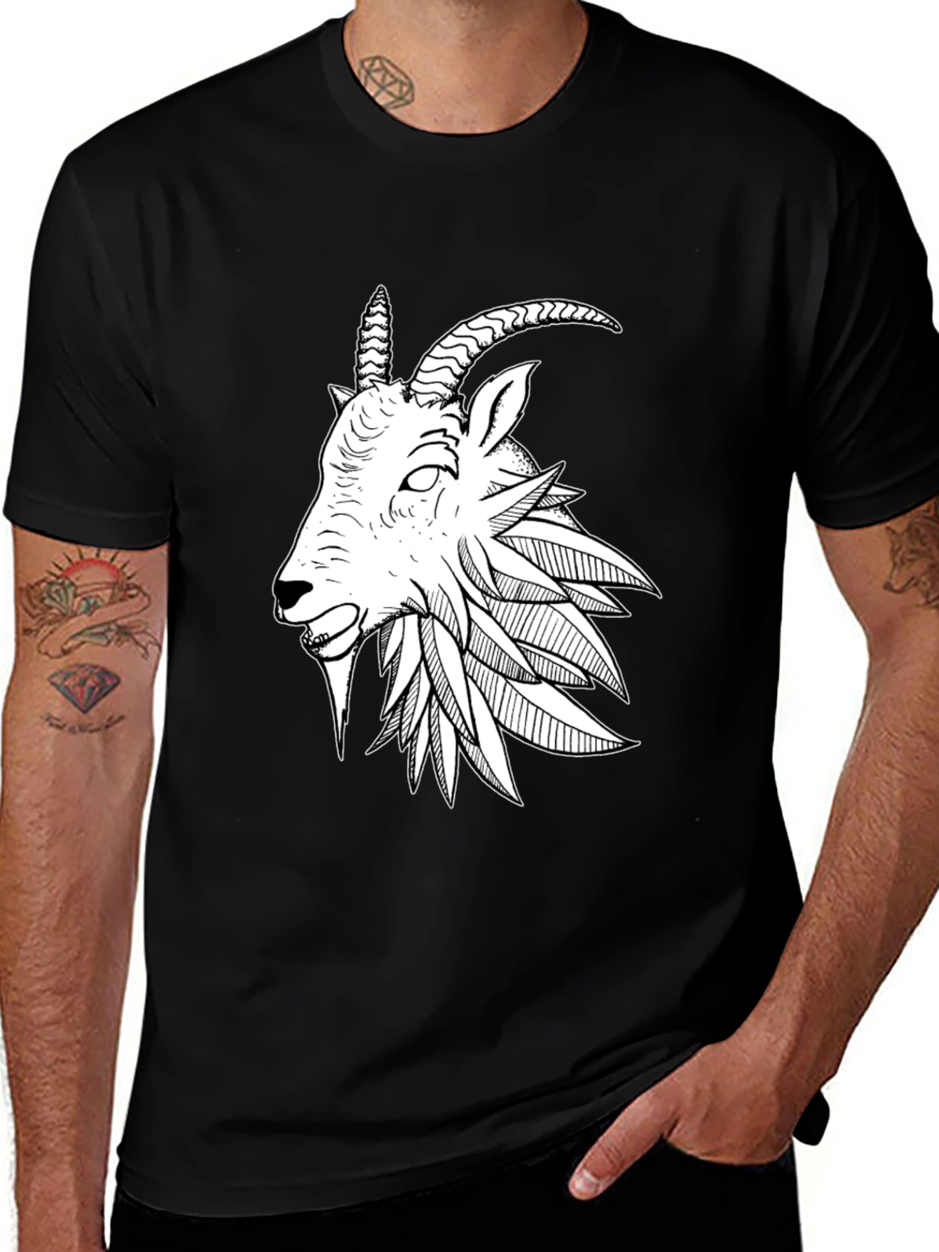 Variant 10 of Goat Head Graphic Black T-Shirt