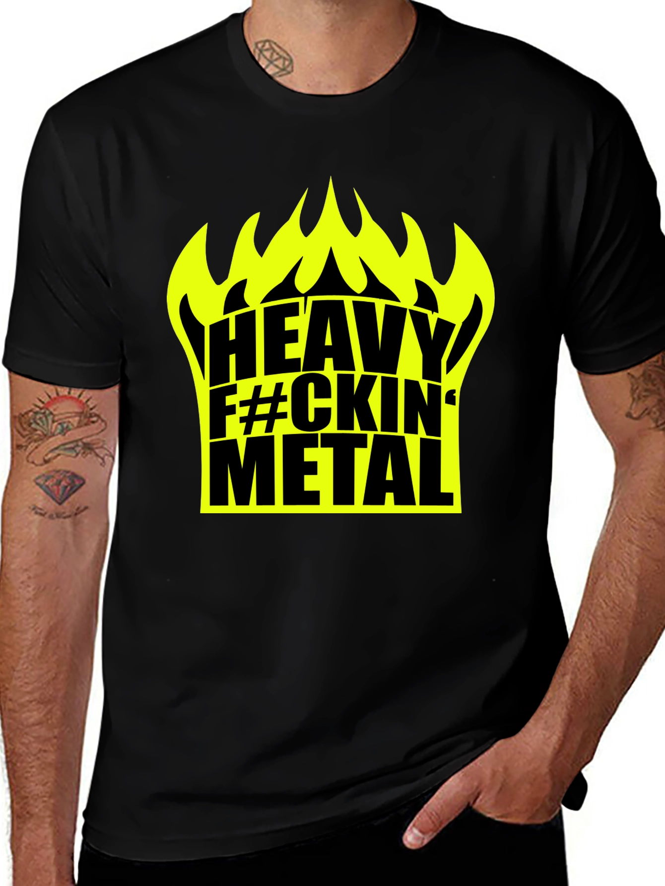 Heavy F#ckin' Metal Graphic Tee - Black