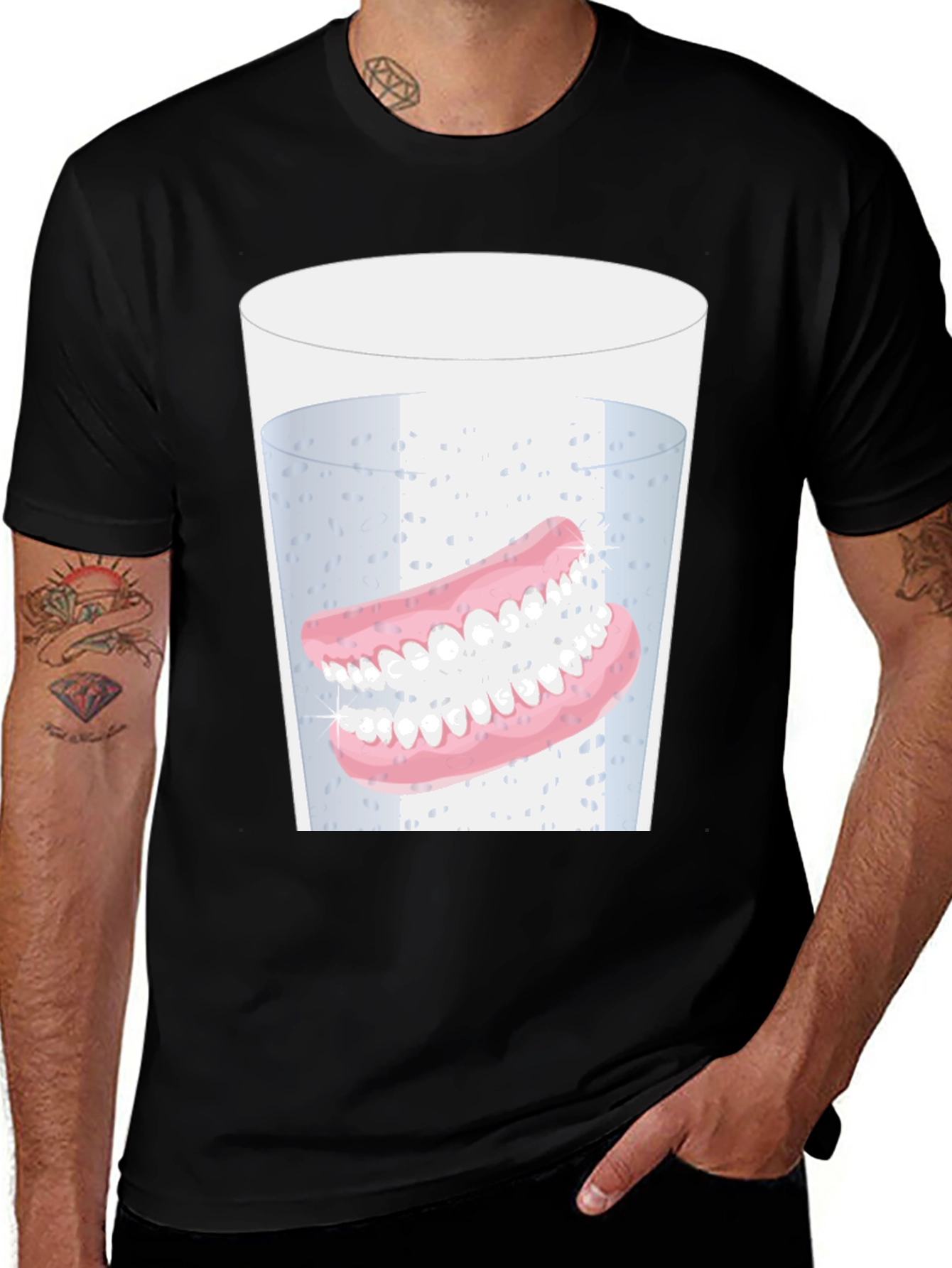 Variant 21 of Novelty Dentures in Water Graphic T-Shirt