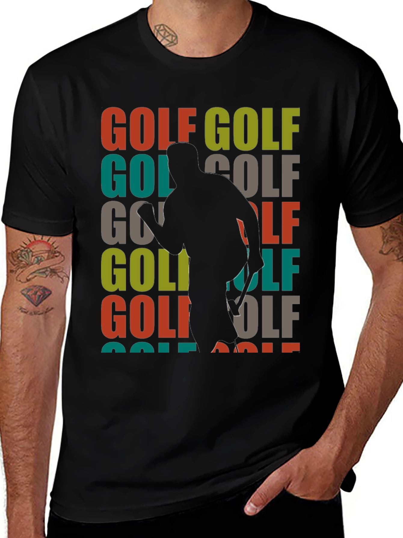 Variant 29 of Retro Golf T-Shirt - Golfer Silhouette Design Tee