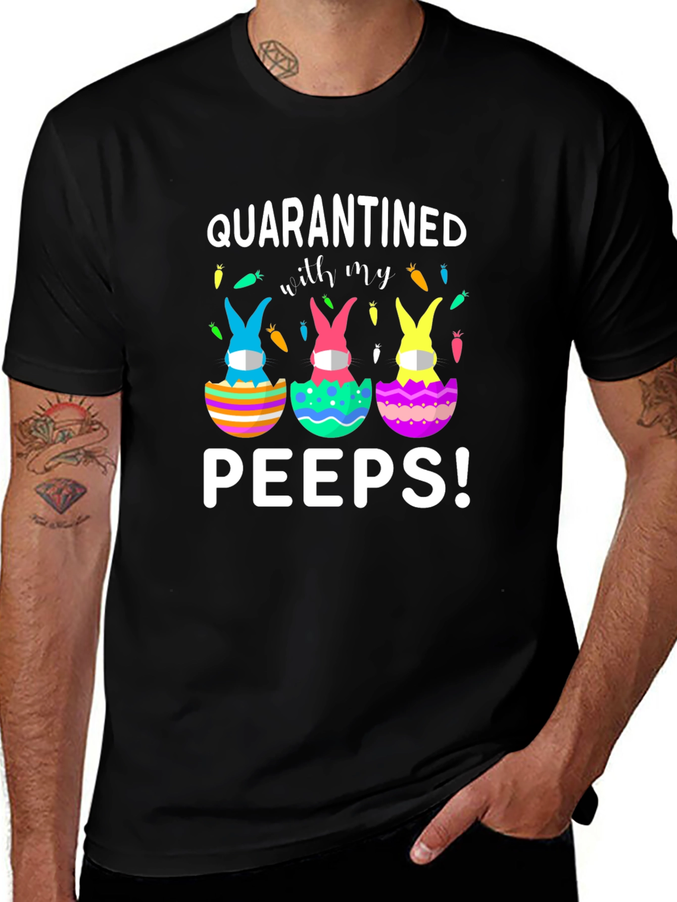 Quarantined Easter Peeps Bunny Graphic T-Shirt
