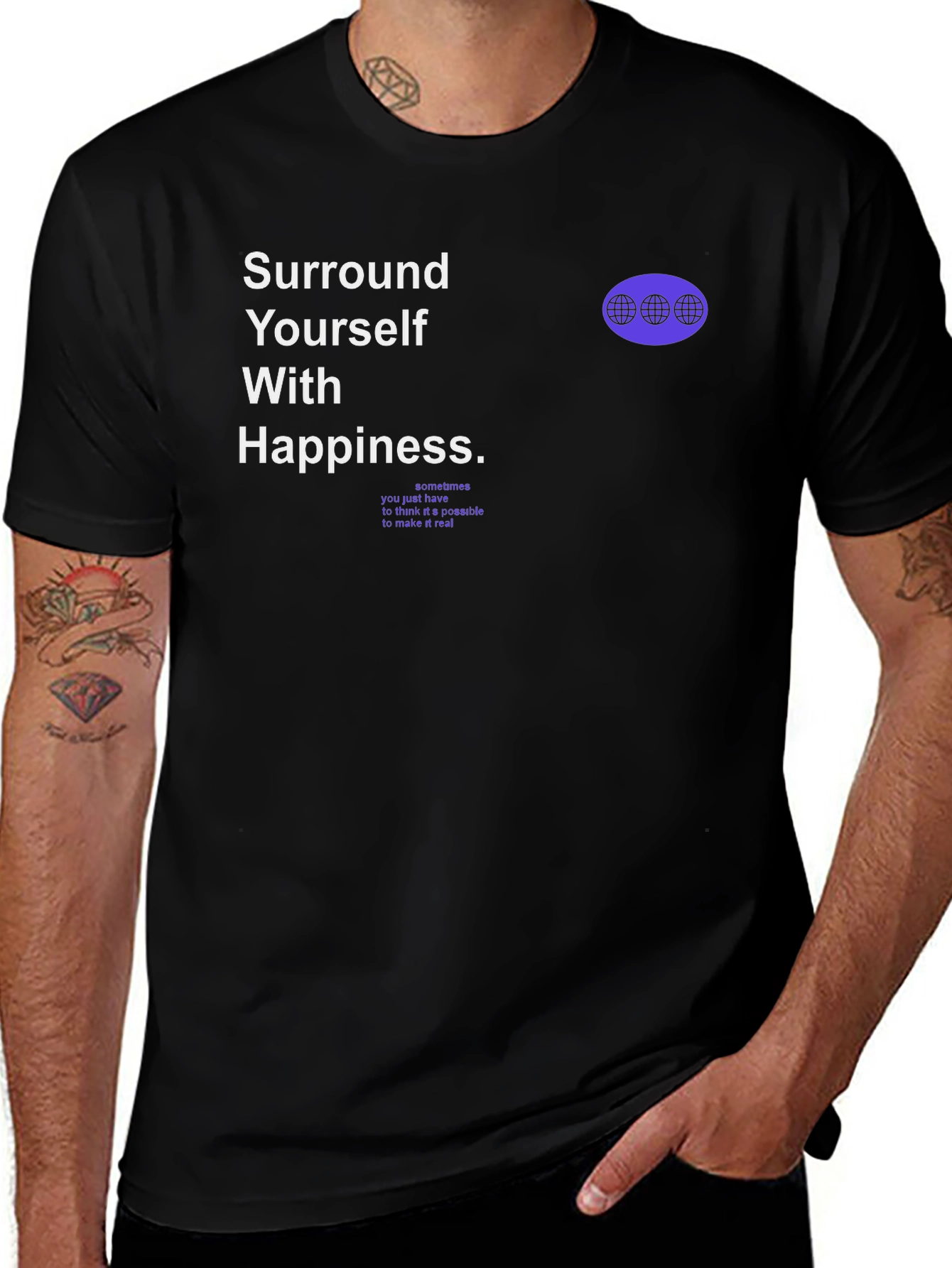 Variant 14 of Motivational Graphic T-Shirt - Surround Yourself With Happiness