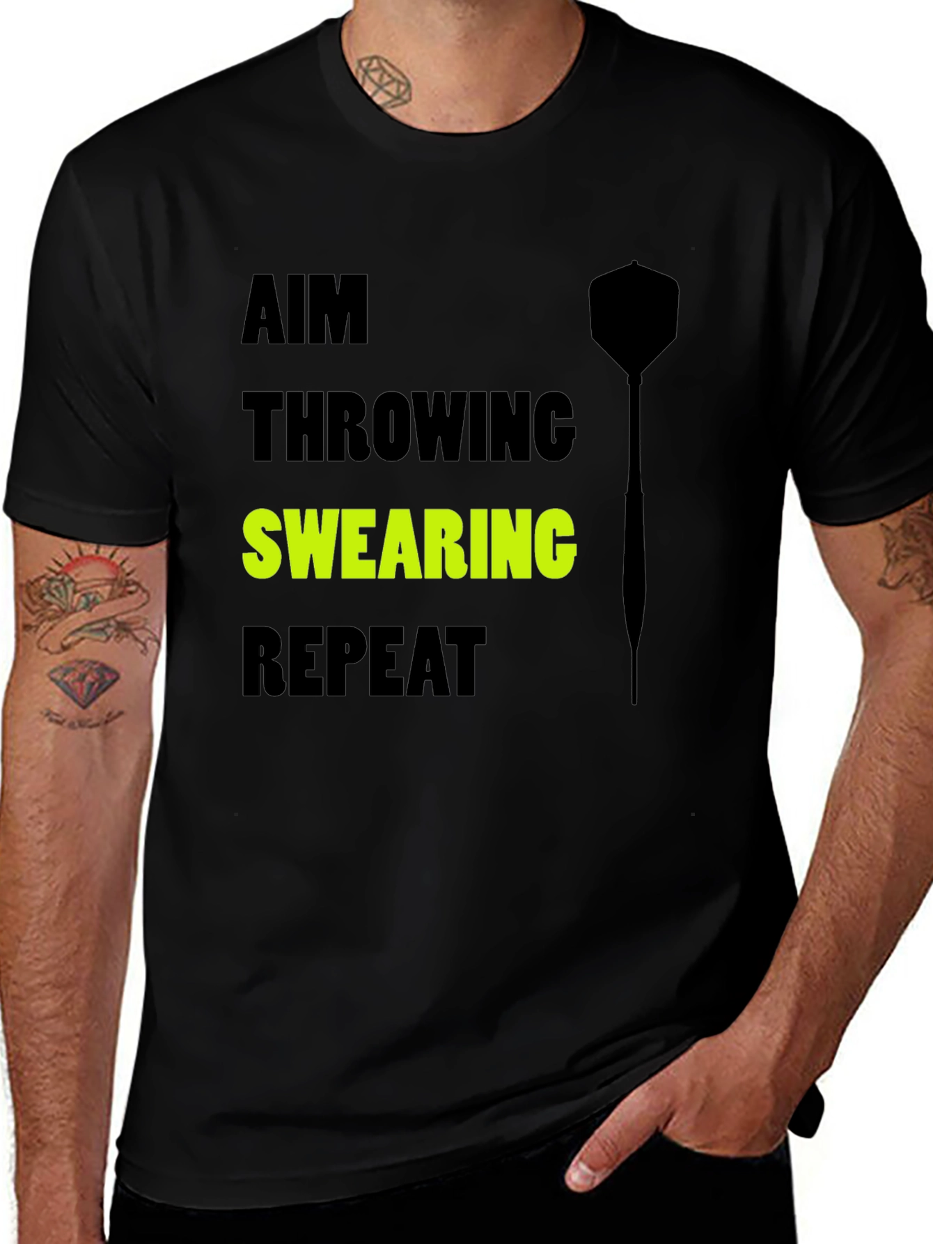 Variant 8 of Aim Throwing Swearing Repeat T-Shirt - Dart Player Tee