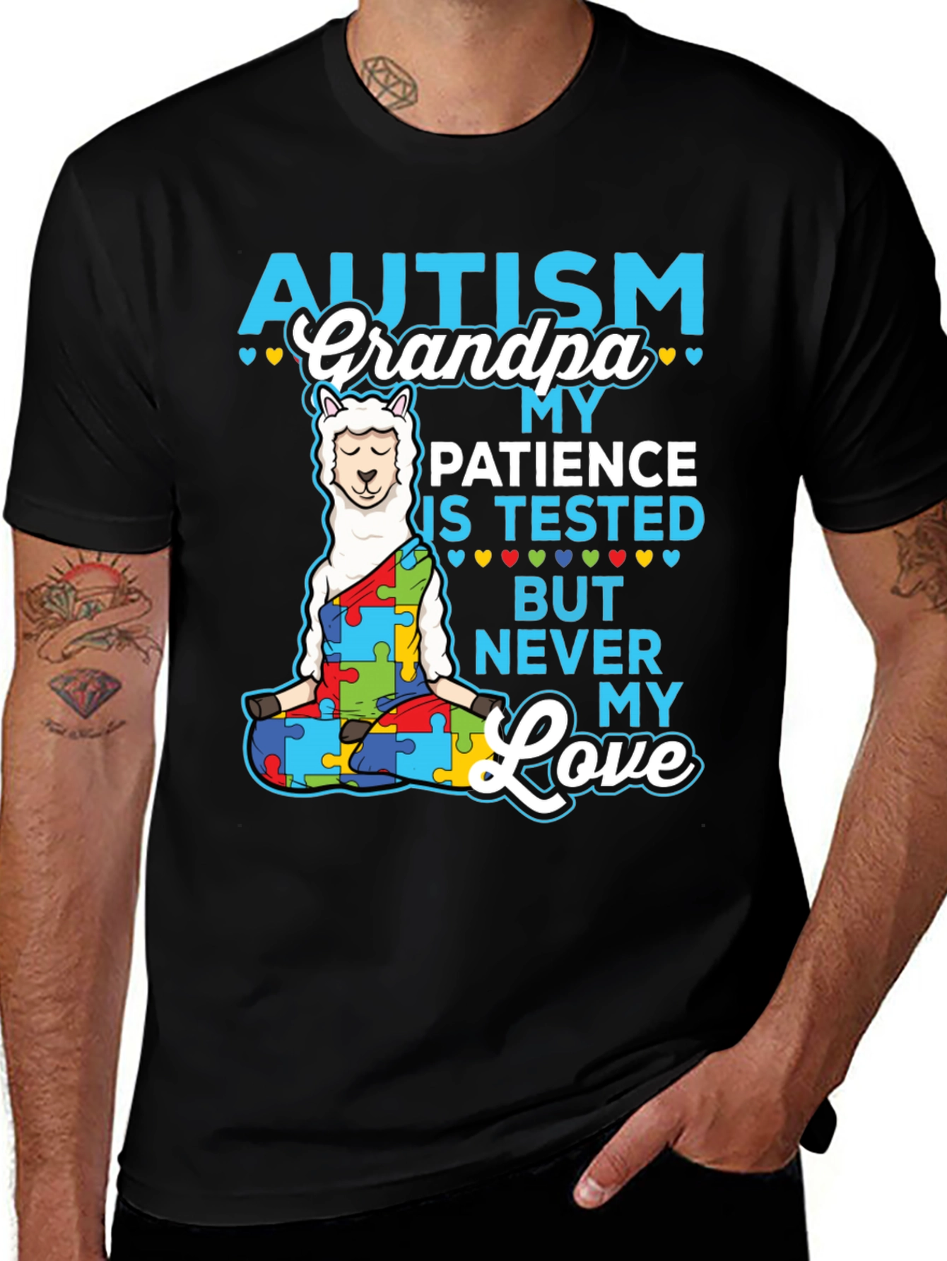 Autism Grandpa T-Shirt - Patience & Love Design
