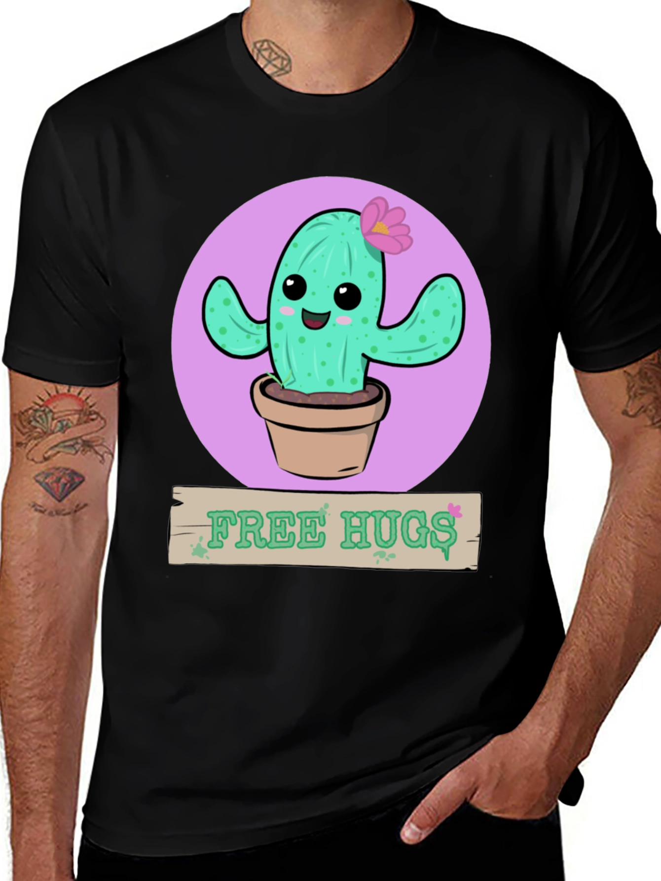 Variant 30 of Free Hugs Cactus T-Shirt - Cute Graphic Tee