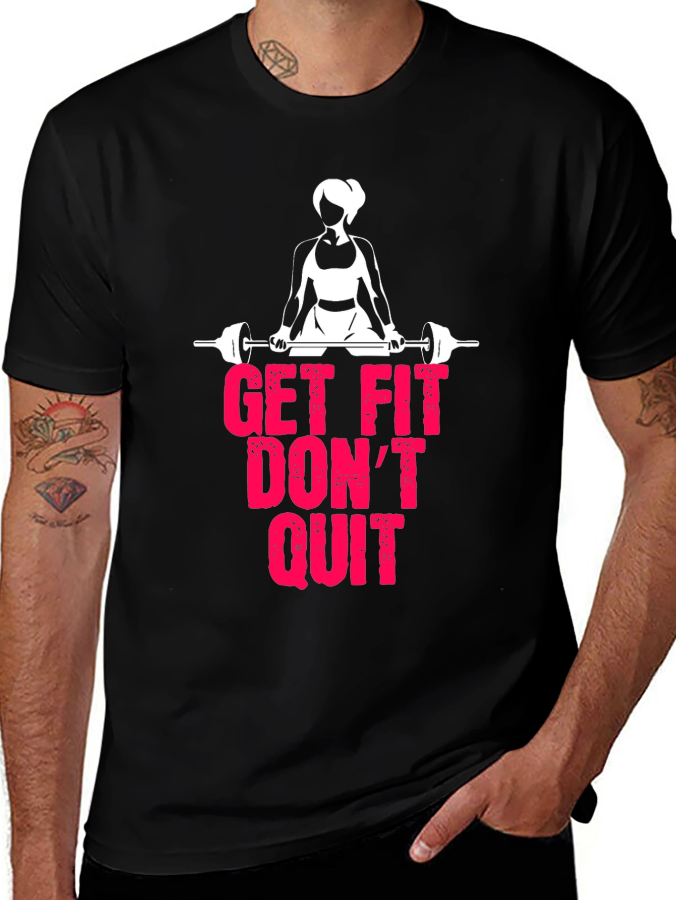 Variant 9 of Get Fit Don't Quit Black Graphic T-Shirt