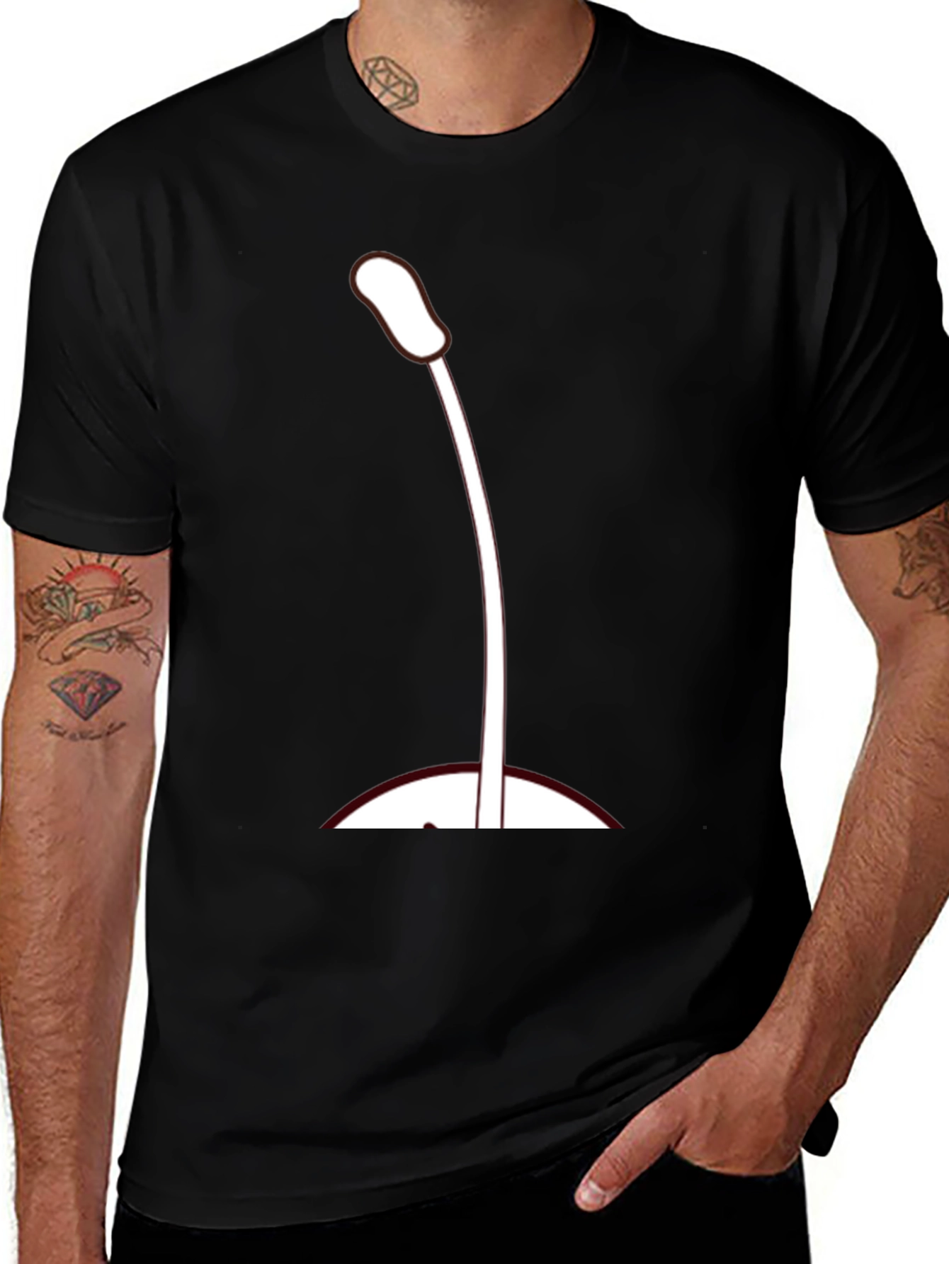 Variant 18 of Microphone Graphic T-Shirt - Black Casual Tee