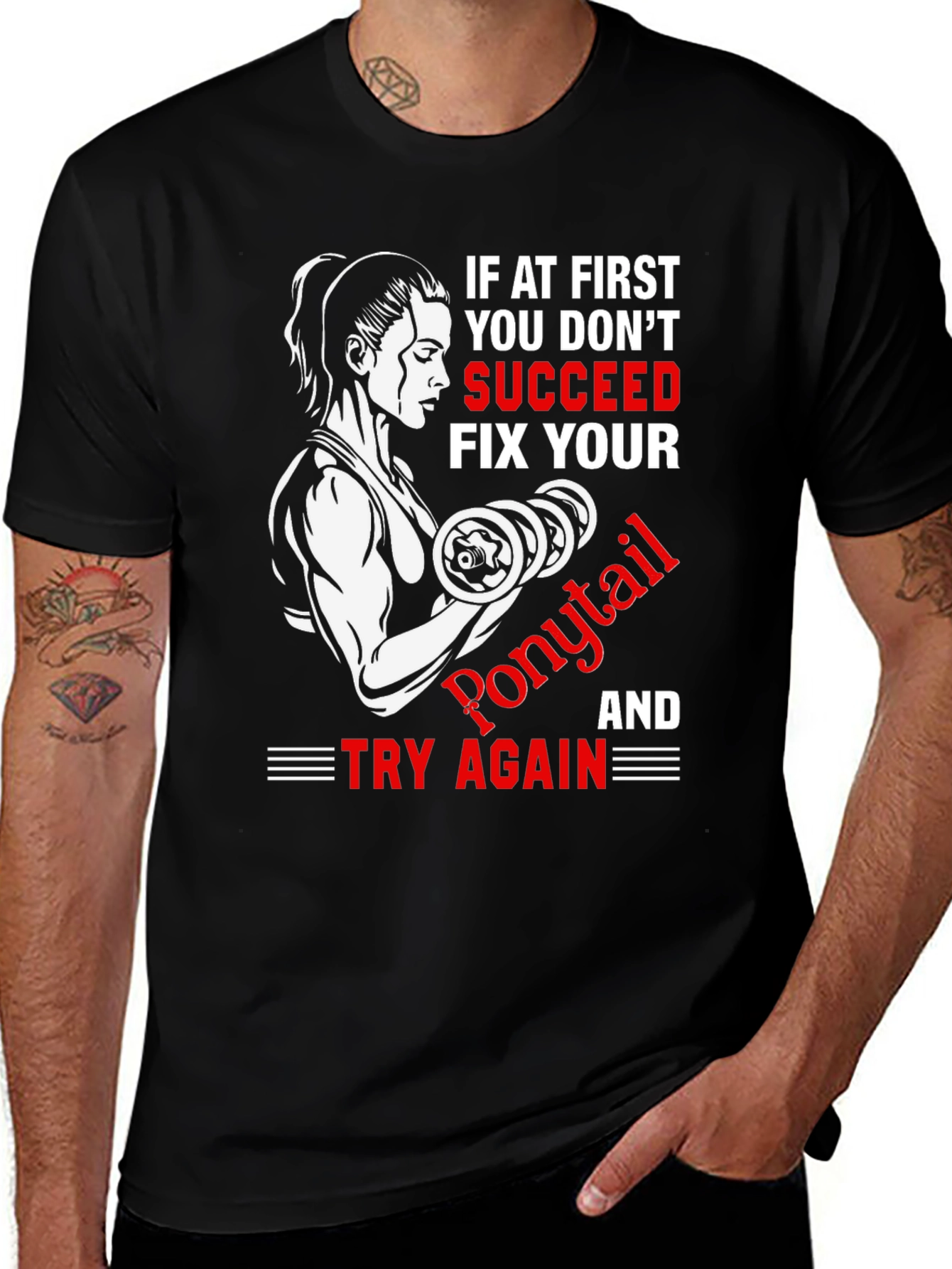 Variant 13 of Fitness Motivation T-Shirt - Ponytail Fix
