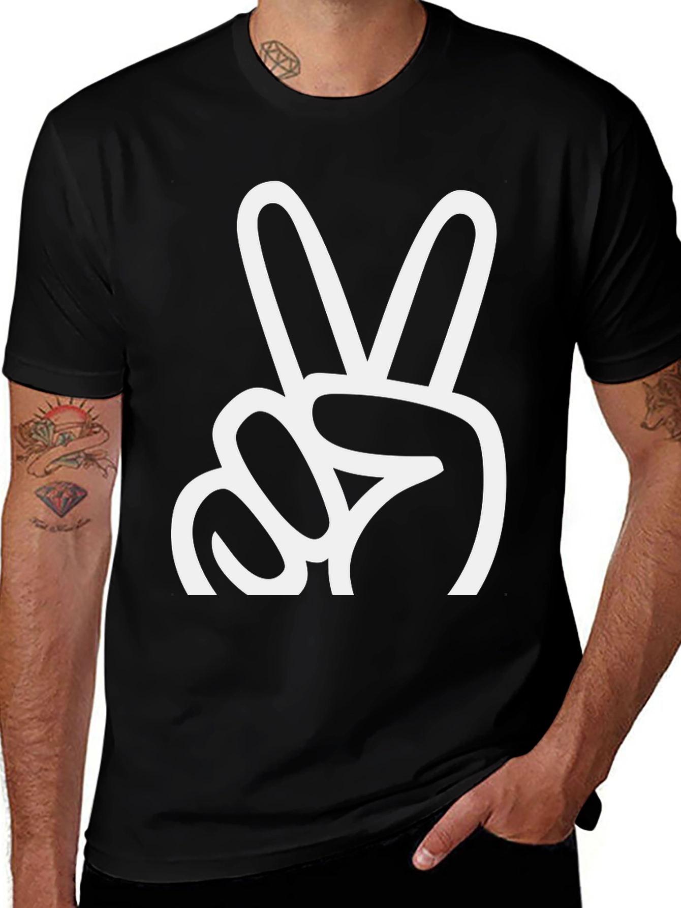 Variant 3 of Peace Sign Graphic Tee - Classic Black