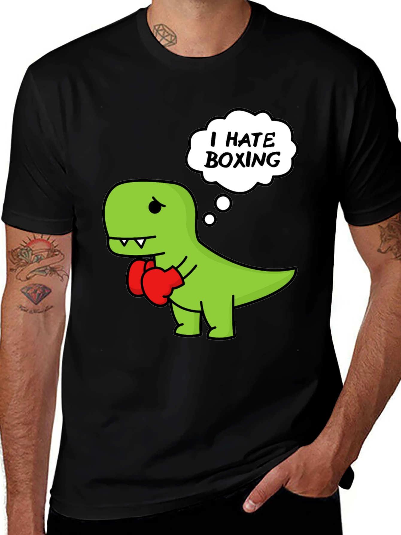 Variant 30 of I Hate Boxing Dinosaur Graphic T-Shirt