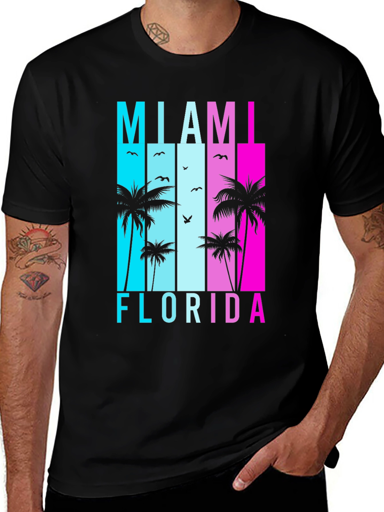 Variant 7 of Miami Florida T-Shirt Retro Palm Tree Graphic Tee