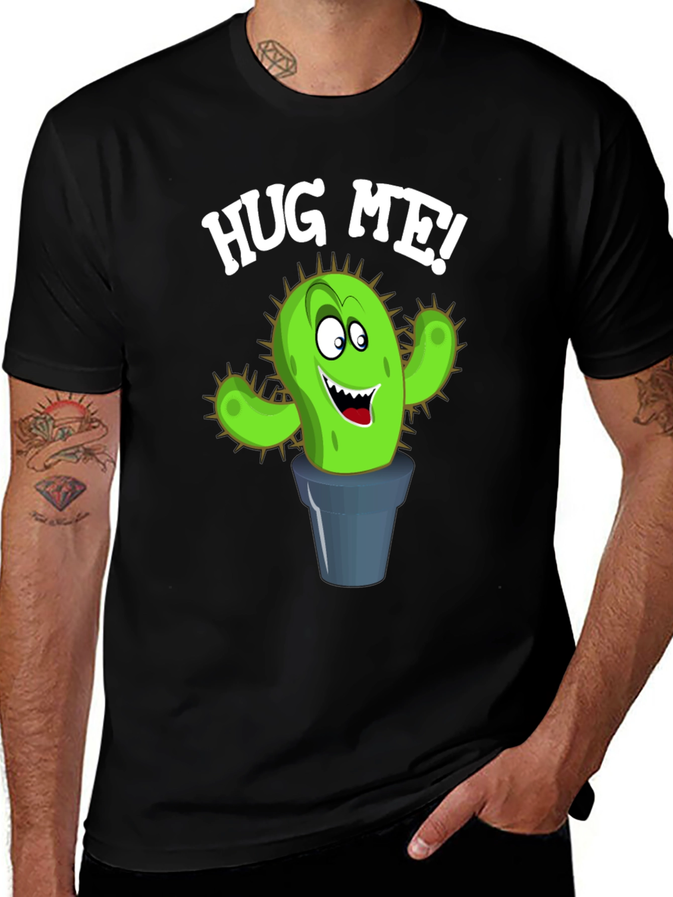 Variant 13 of Hug Me Cactus Graphic Tee - Black