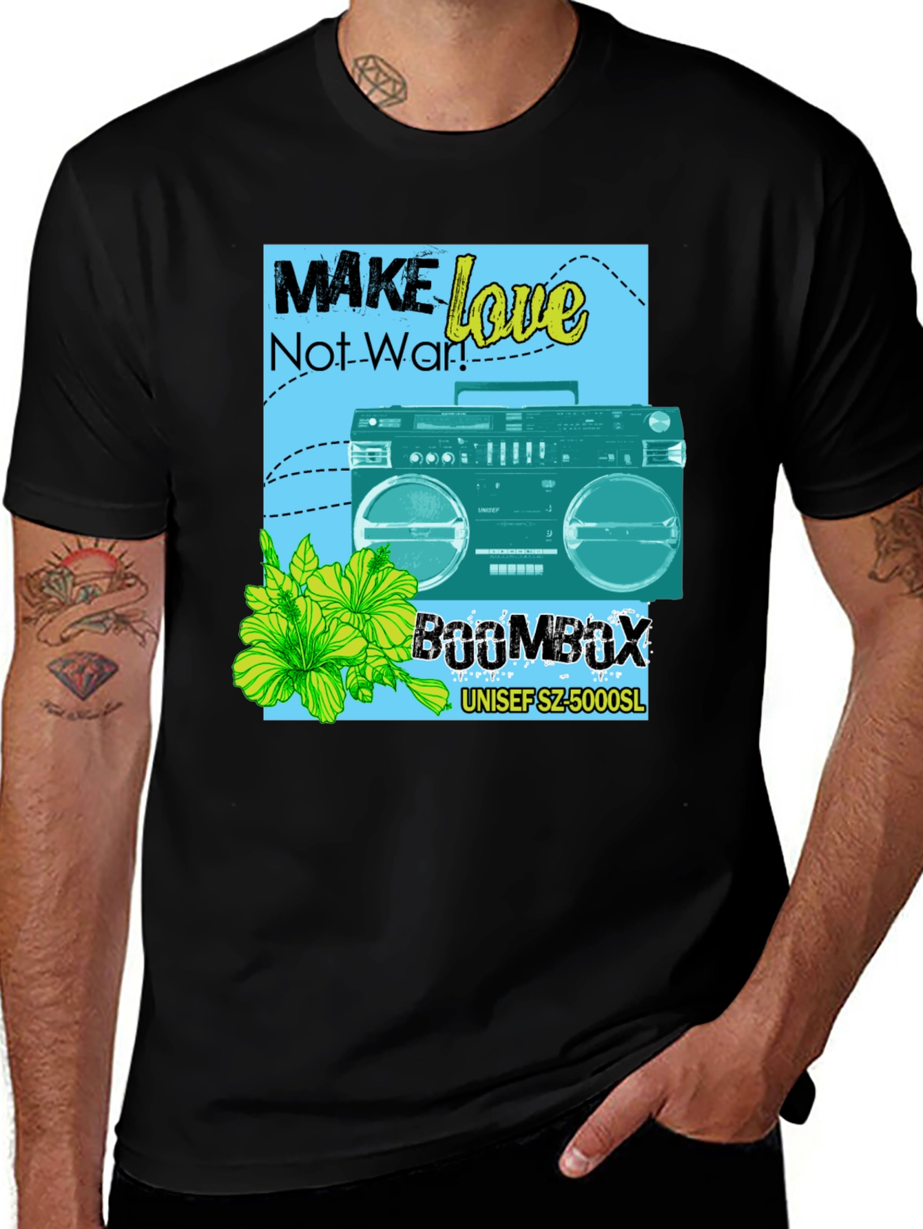 Variant 5 of Make Love Not War Retro Boombox T-Shirt