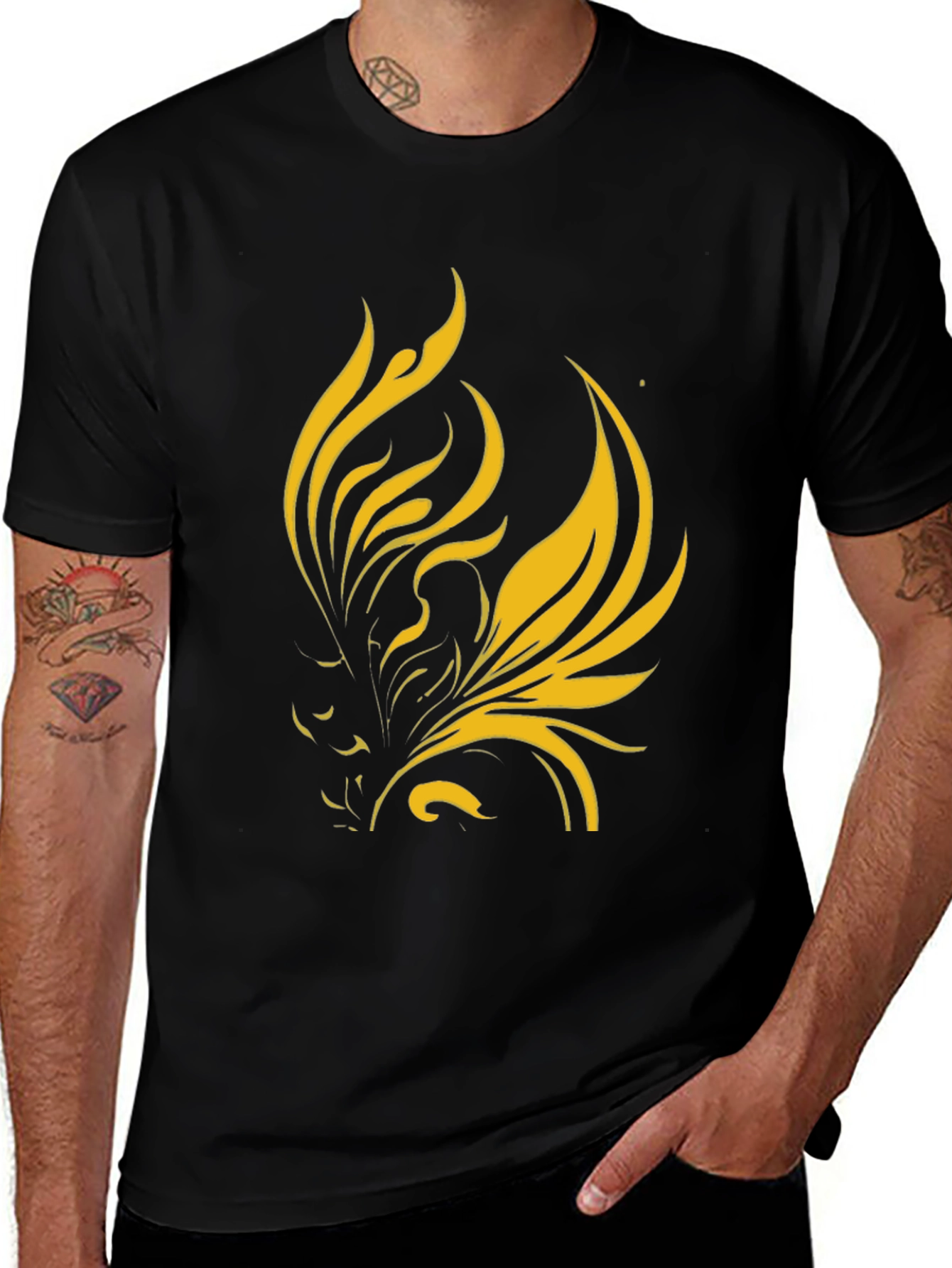 Variant 11 of Black Tee with Gold Abstract Design