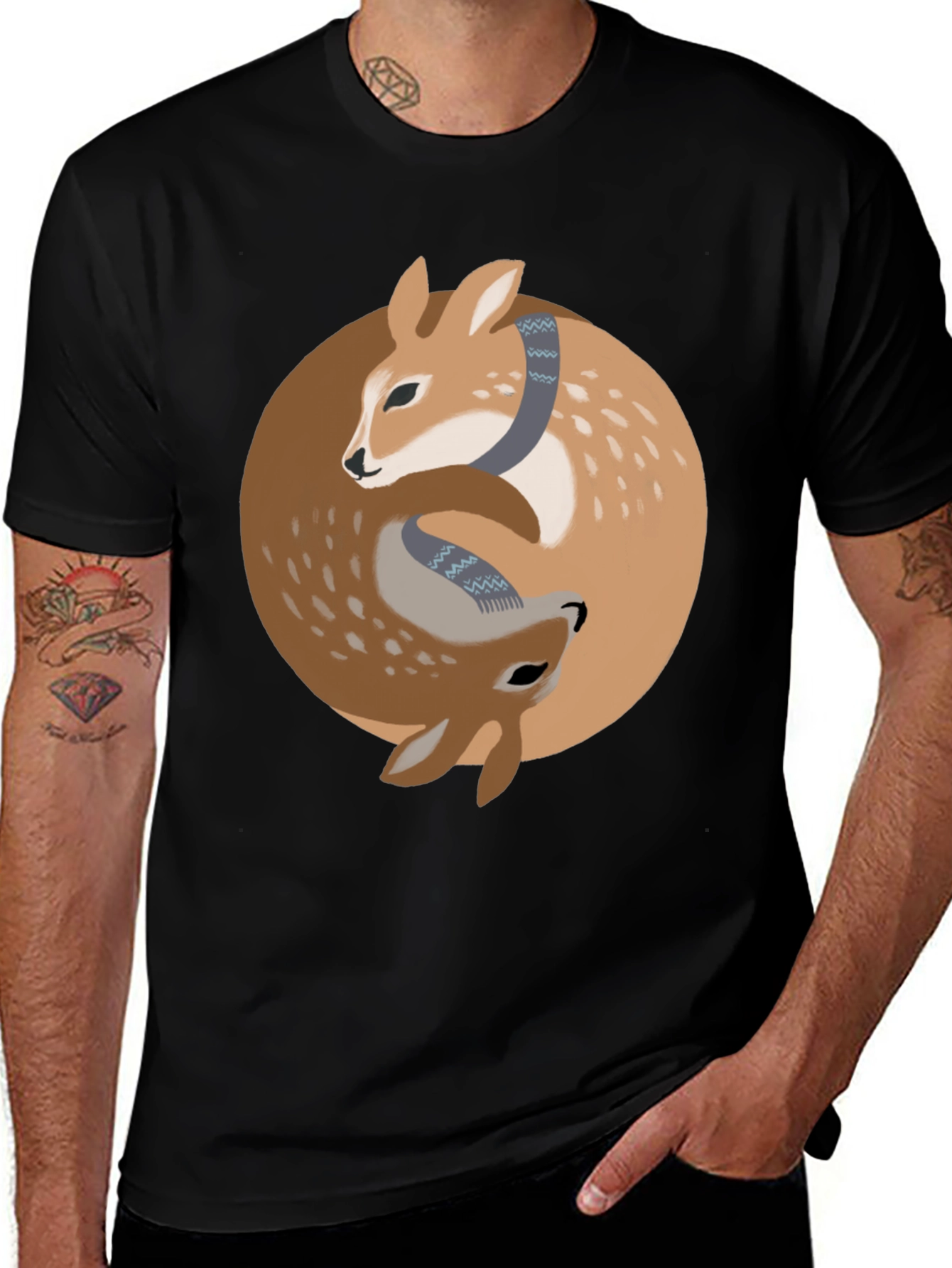 Variant 25 of Deer Yin Yang Graphic Tee - Comfort & Style