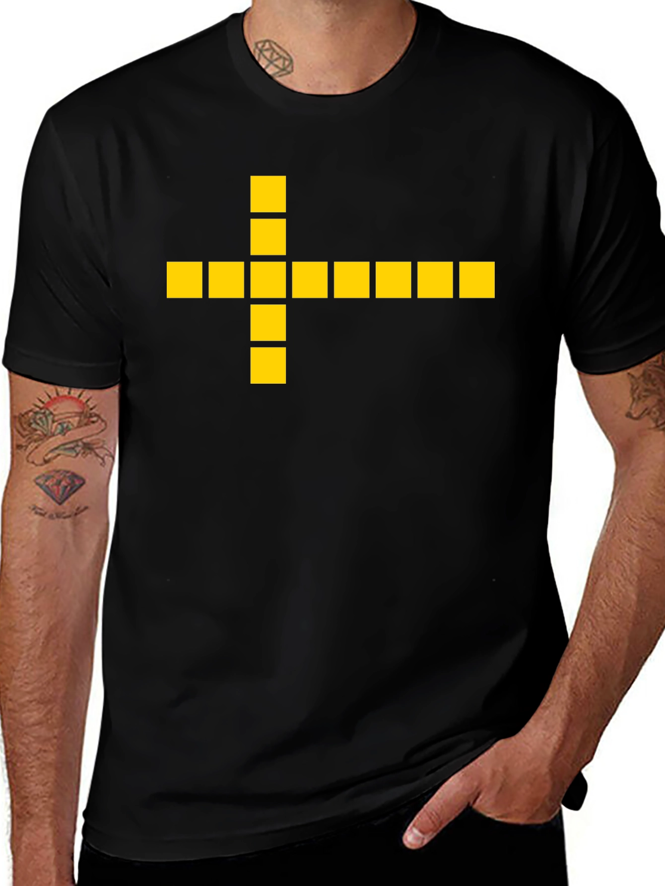 Variant 21 of Geometric Cross Graphic Tee - Black Casual Shirt