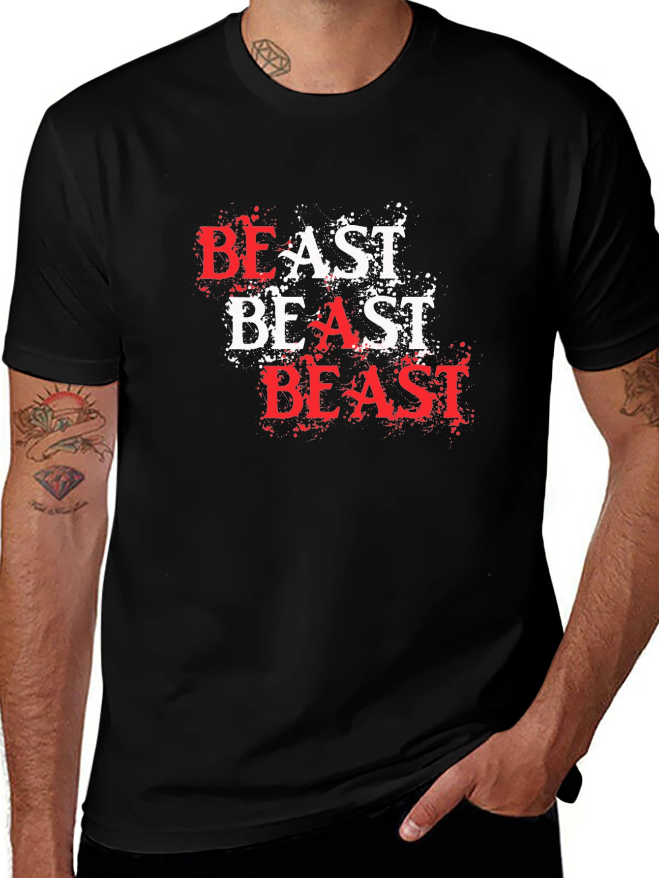 Variant 23 of Beast Graphic Tee - Black Cotton T-Shirt for Men