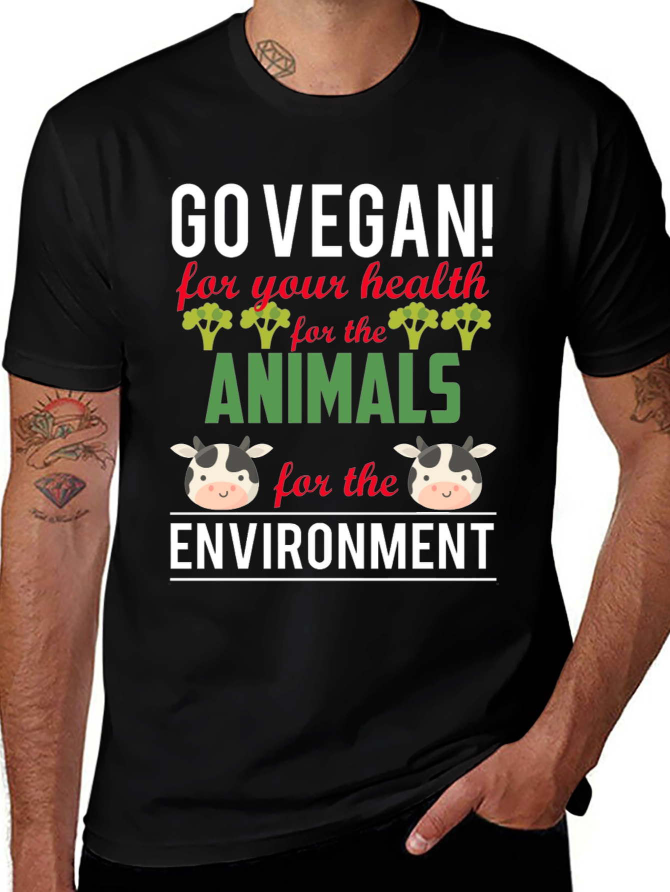 Variant 20 of Go Vegan T-Shirt - Health, Animals, Environment