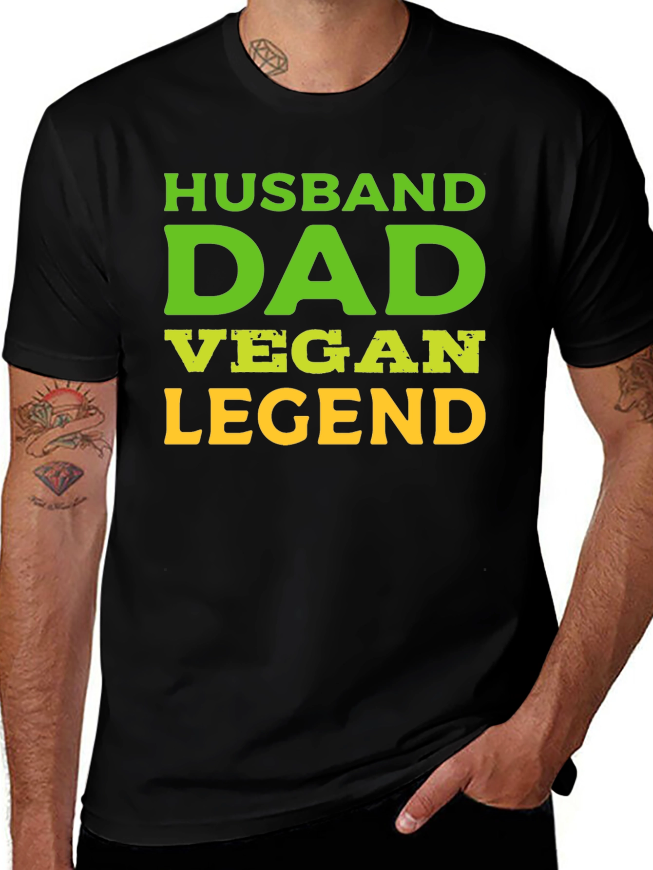 Variant 10 of Husband Dad Vegan Legend Black Graphic Tee
