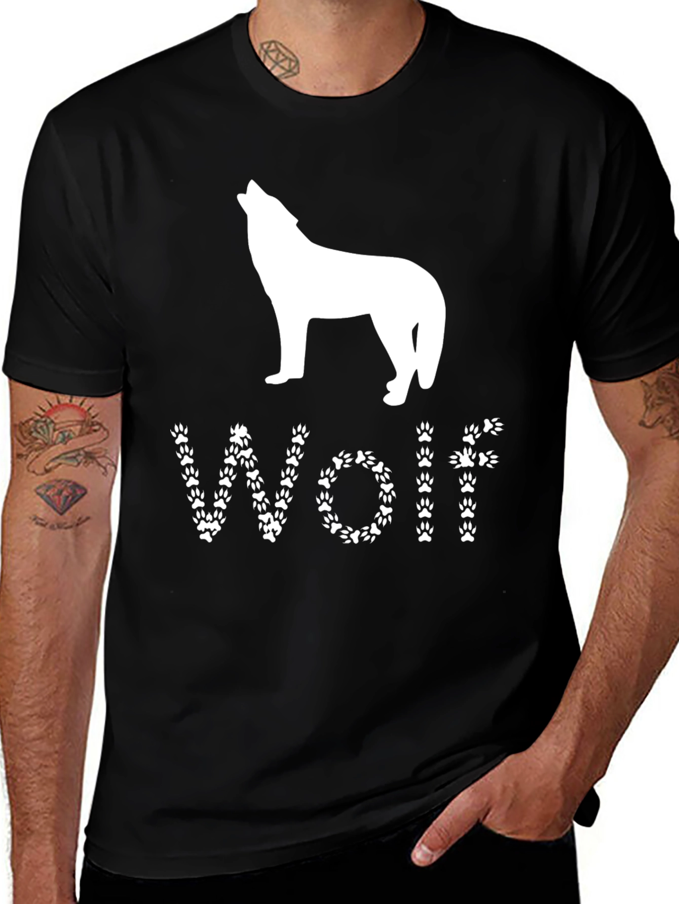 Variant 8 of Wolf Silhouette Paw Print T-Shirt