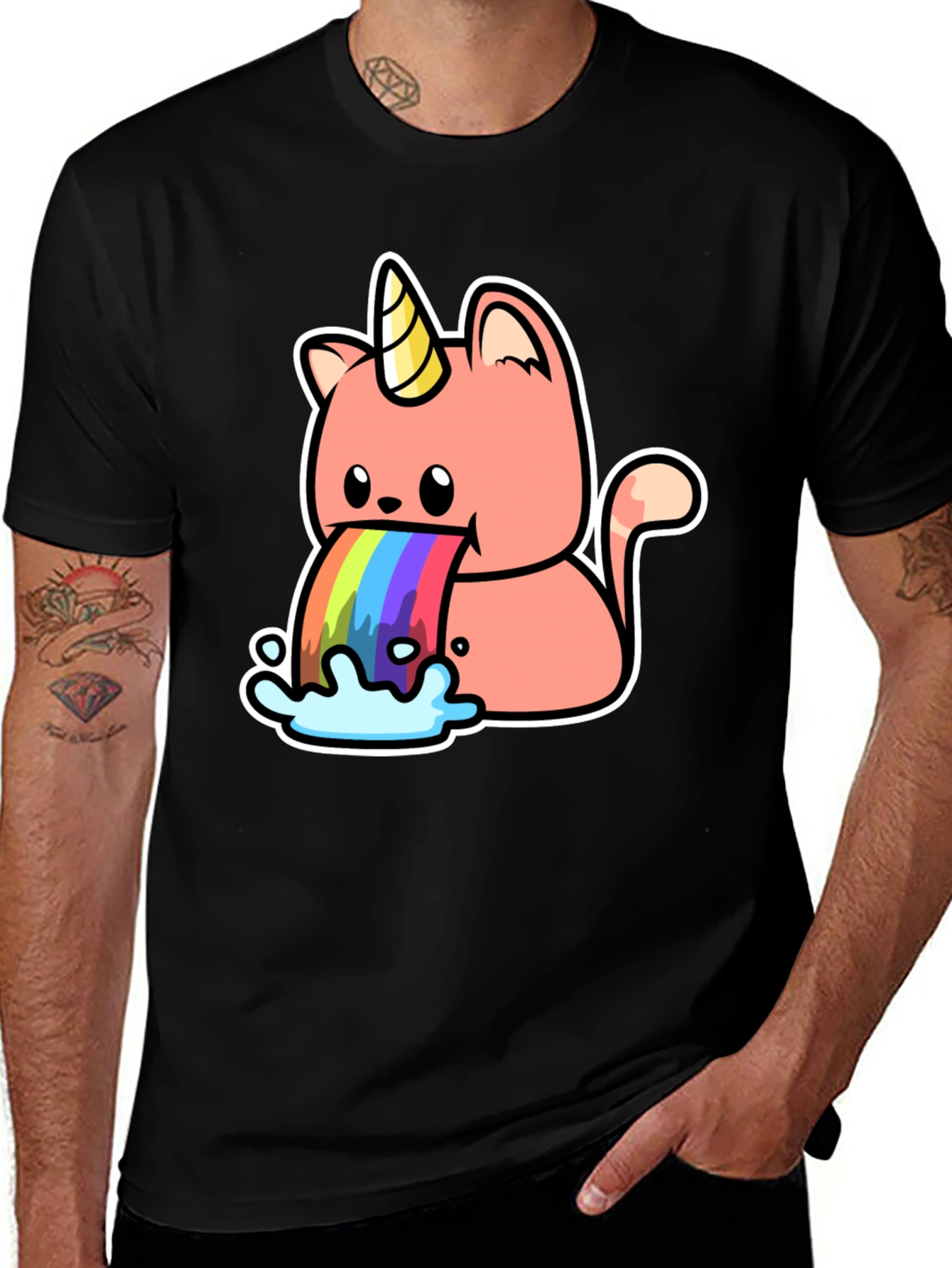 Variant 23 of Unicorn Cat Rainbow Puke T-Shirt