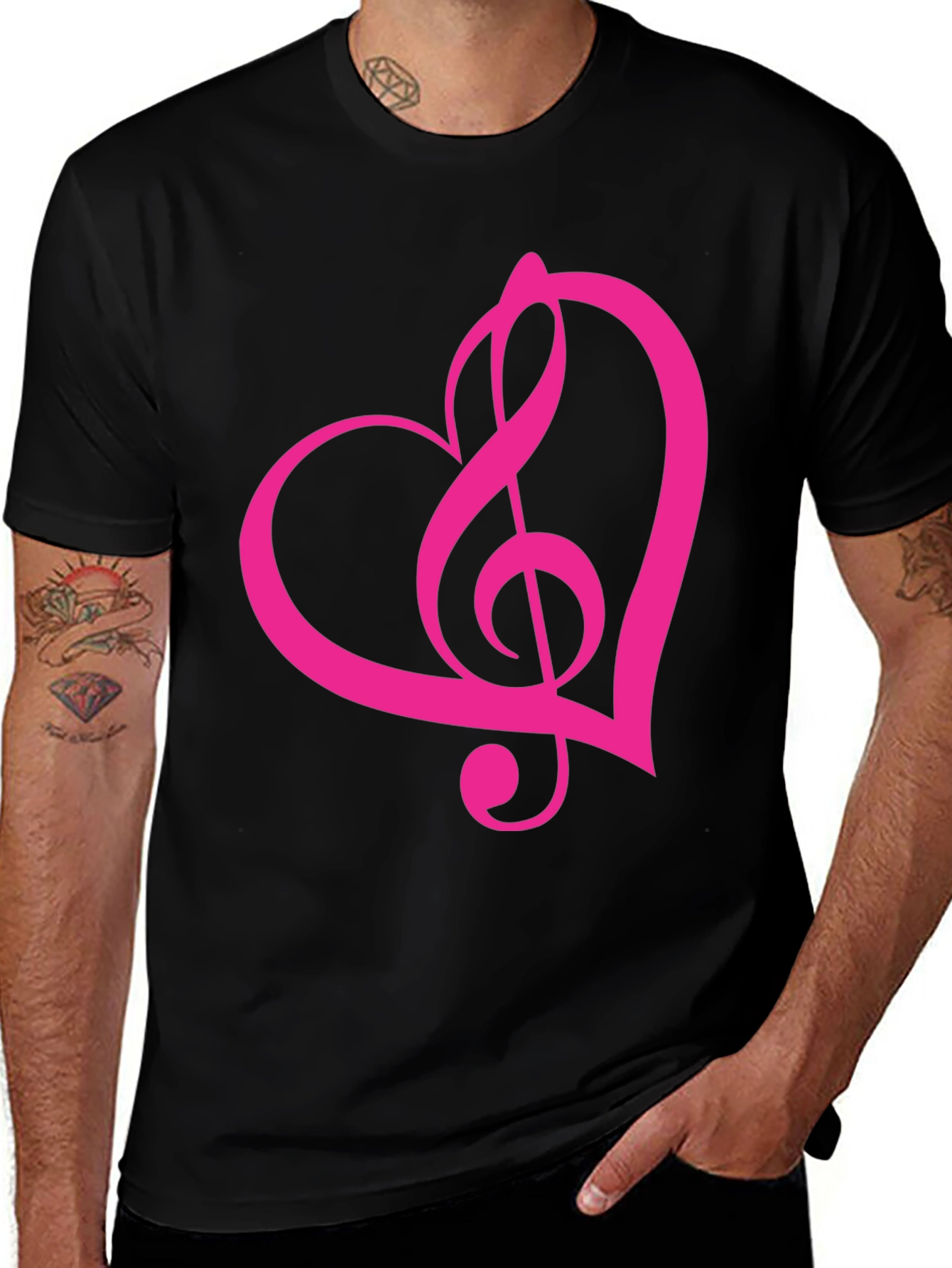 Variant 20 of Musical Heart Graphic Tee - Stylish Black T-Shirt