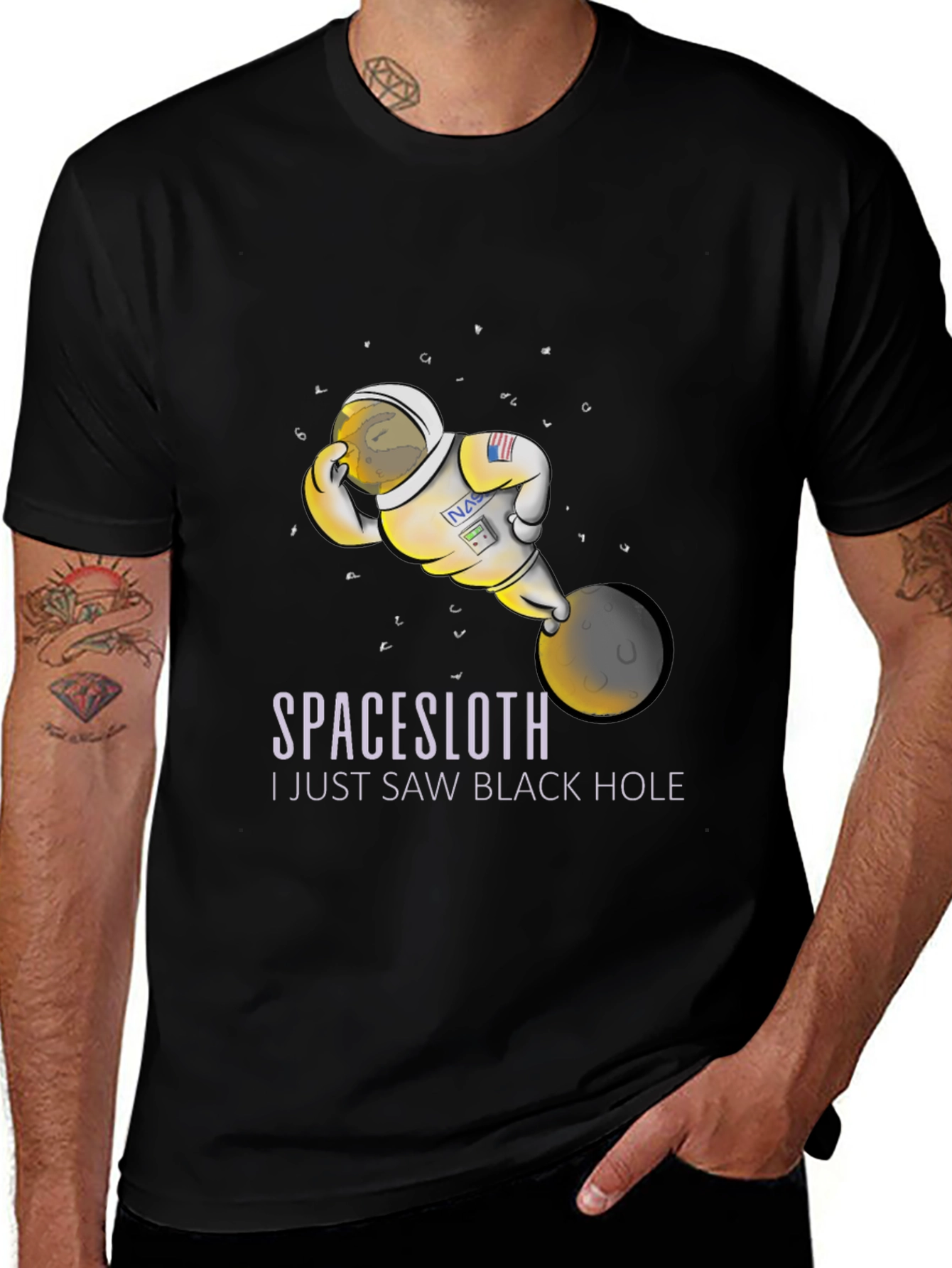 Variant 5 of Space Sloth Astronaut T-Shirt - I Saw A Black Hole Funny Tee