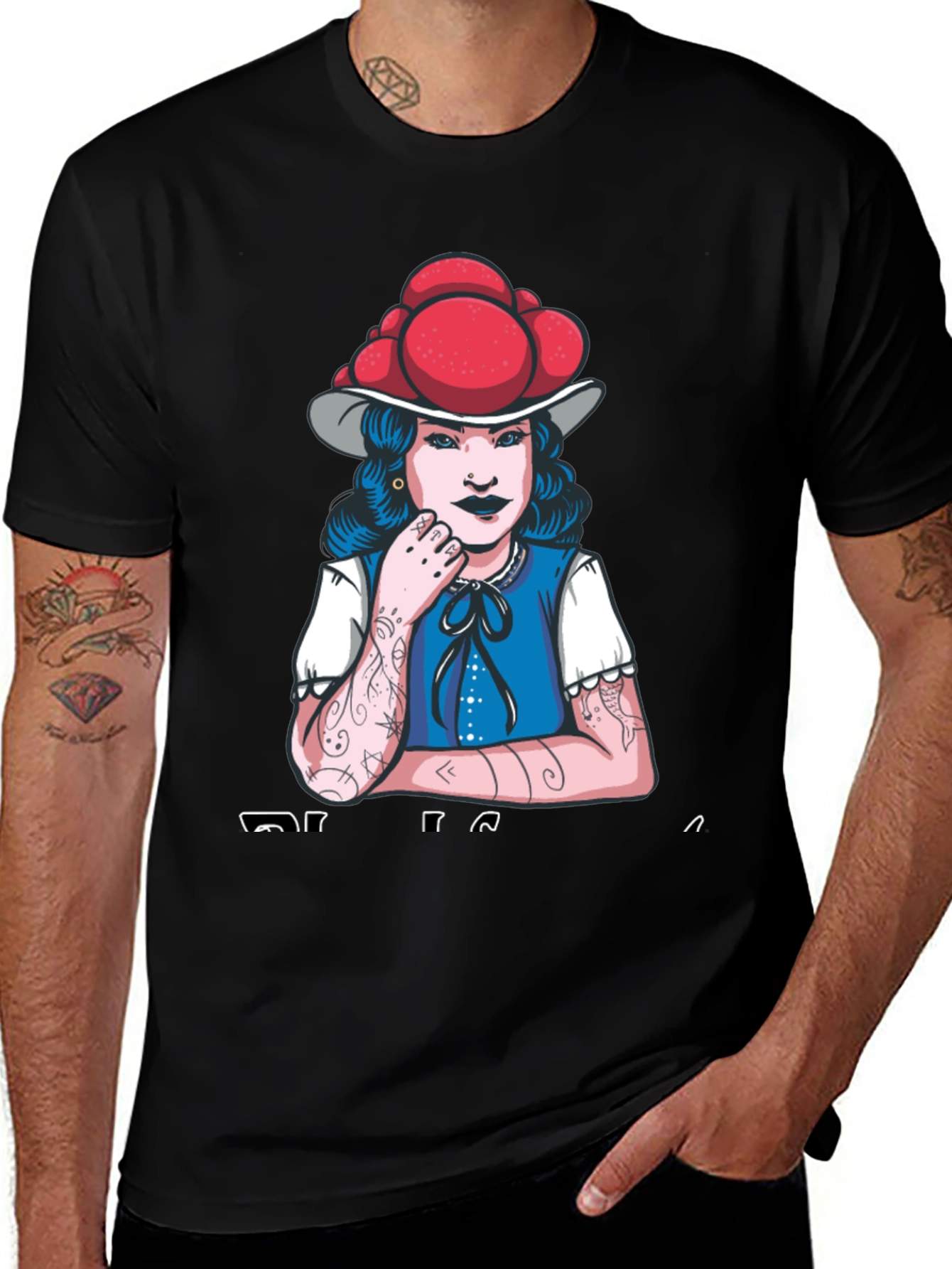 Variant 14 of Unique Graphic Tee: Woman in Traditional Hat