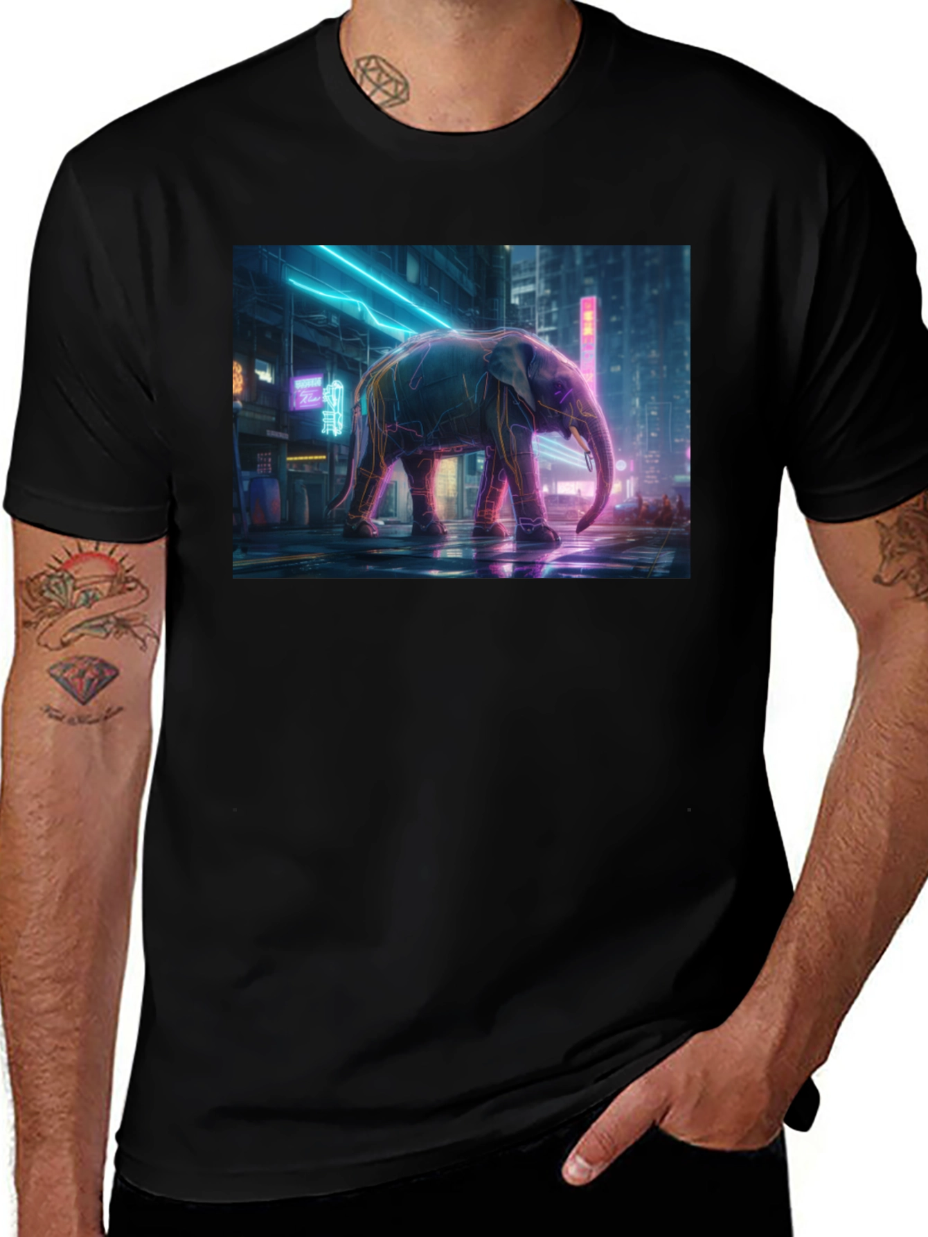Variant 27 of Neon Elephant Graphic Tee - Urban Style