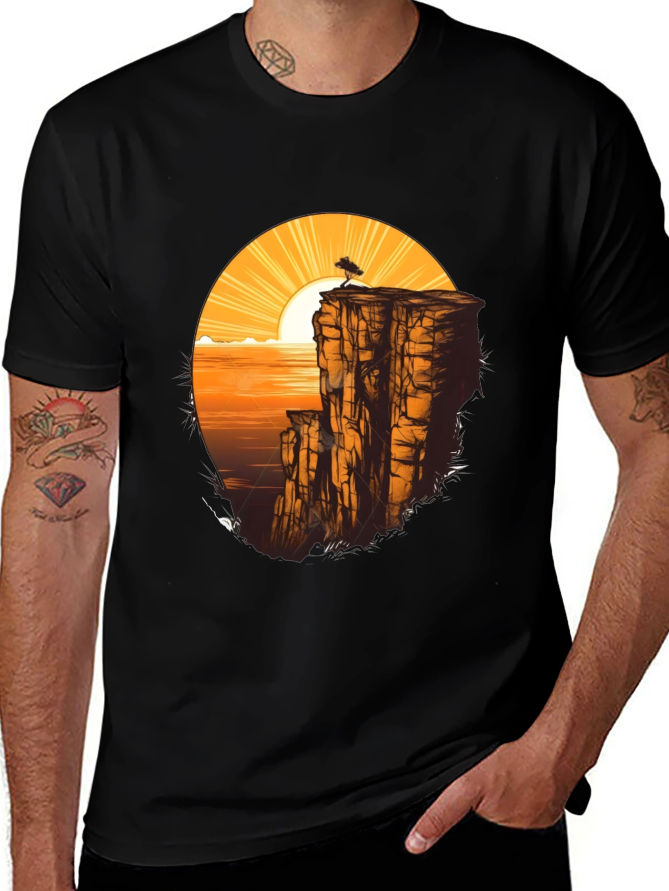 Variant 19 of Cliff & Sunset Graphic Tee - Black