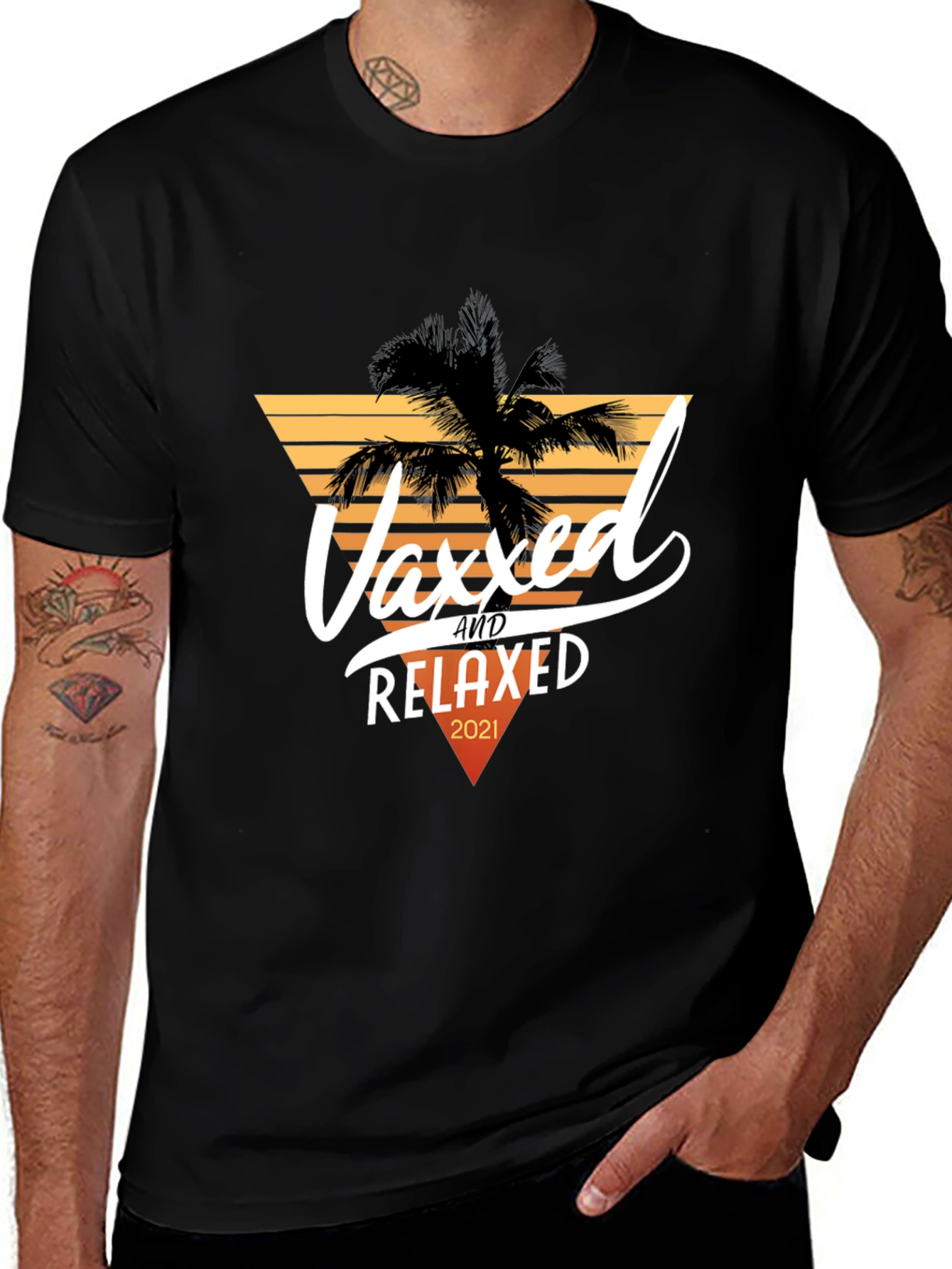 Variant 7 of Vaxxed and Relaxed T-Shirt - Black Cotton Blend