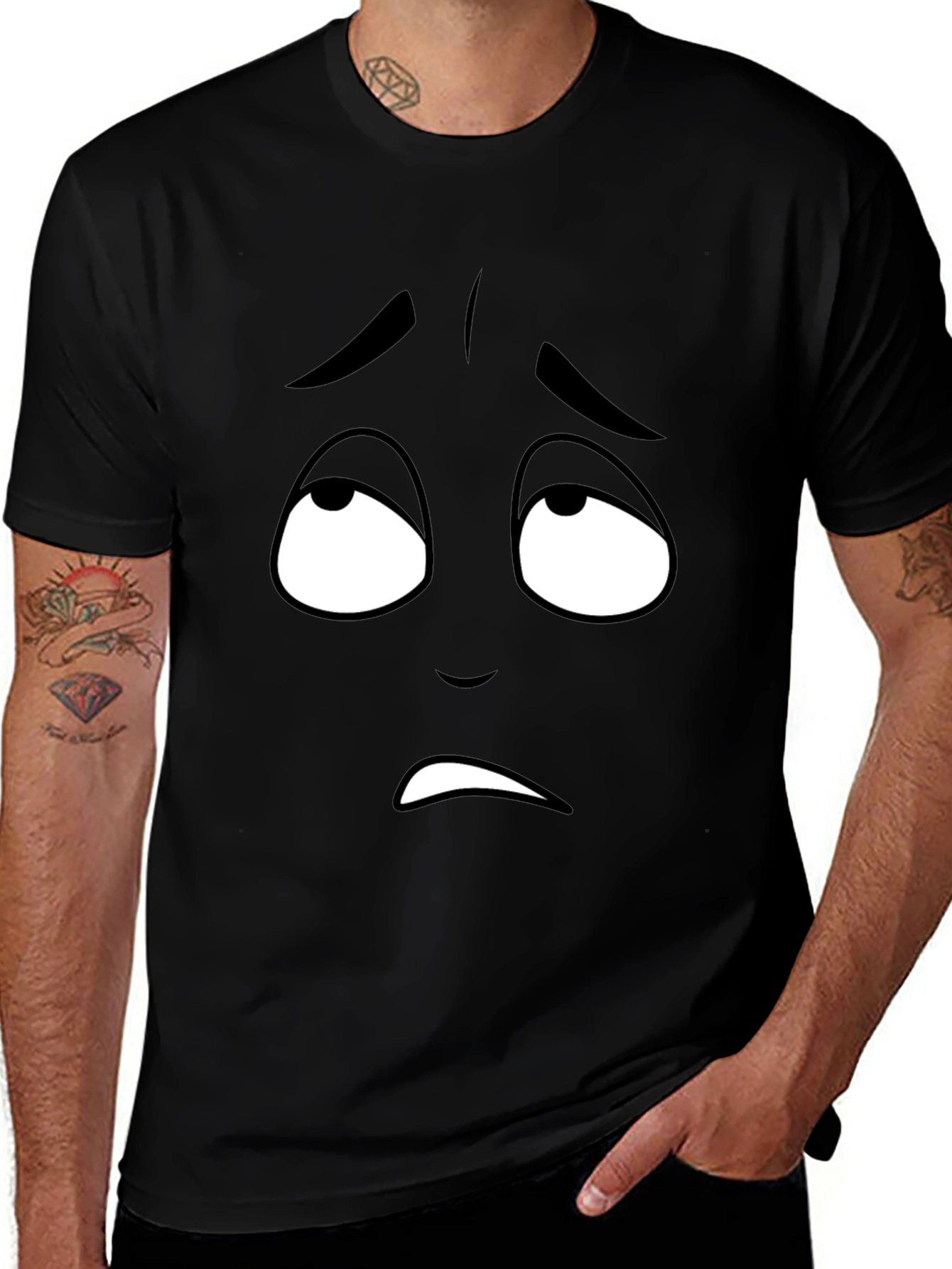 Variant 30 of Sad Face Graphic Tee - Mens Black T-Shirt