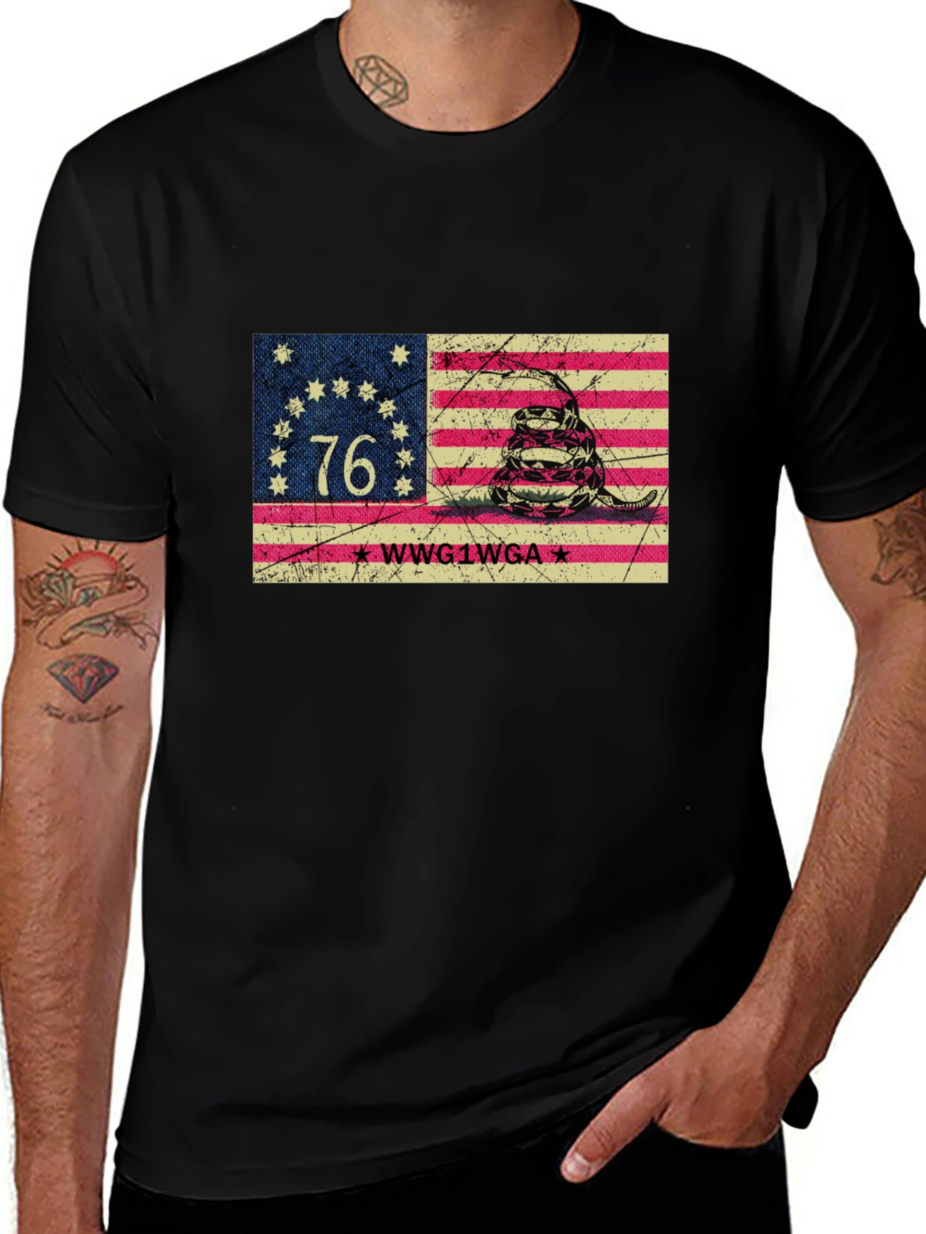 Variant 18 of Vintage American Flag Snake T-Shirt