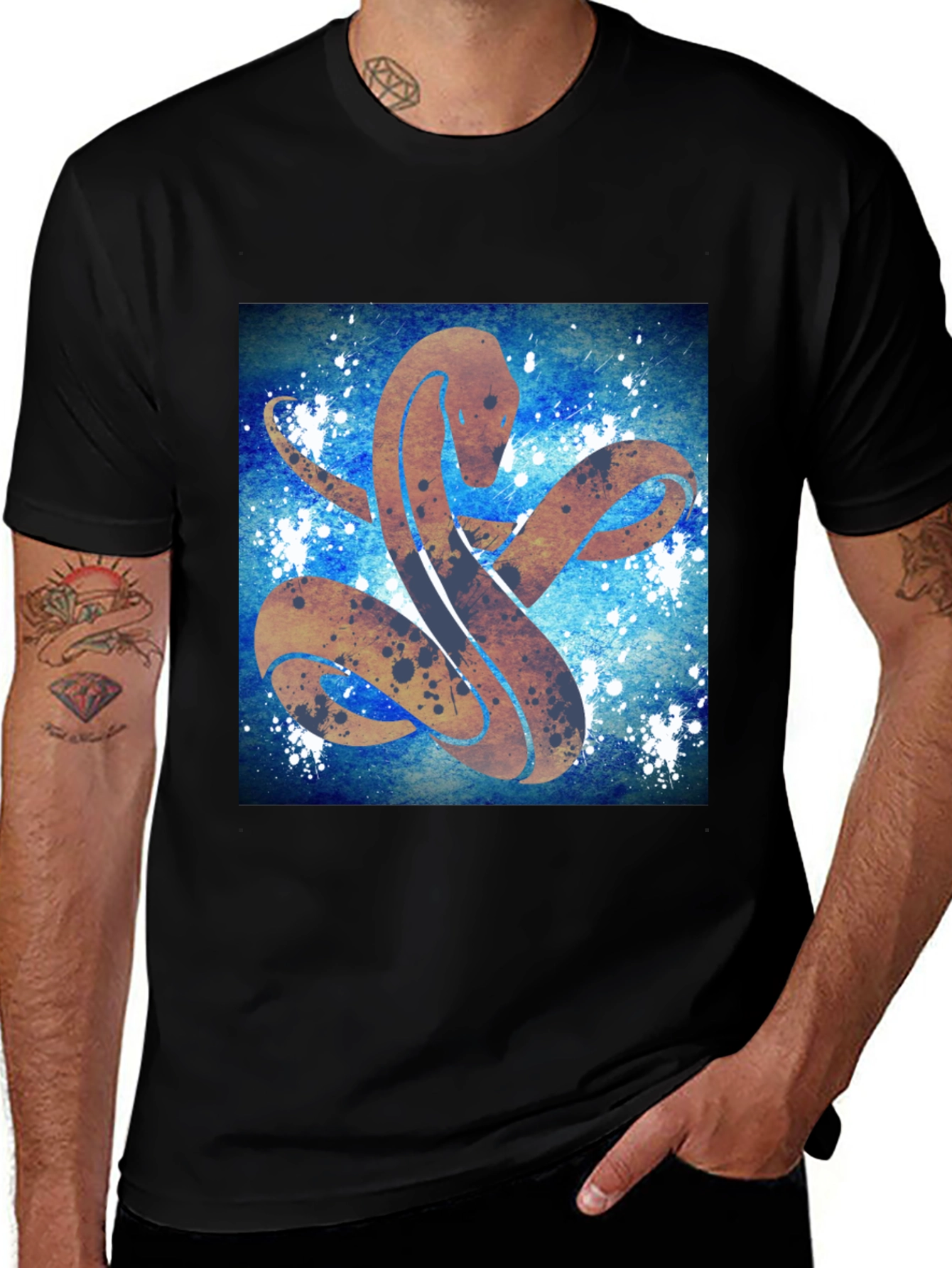 Variant 5 of Abstract Snake Graphic T-Shirt - Stylish Men's Tee
