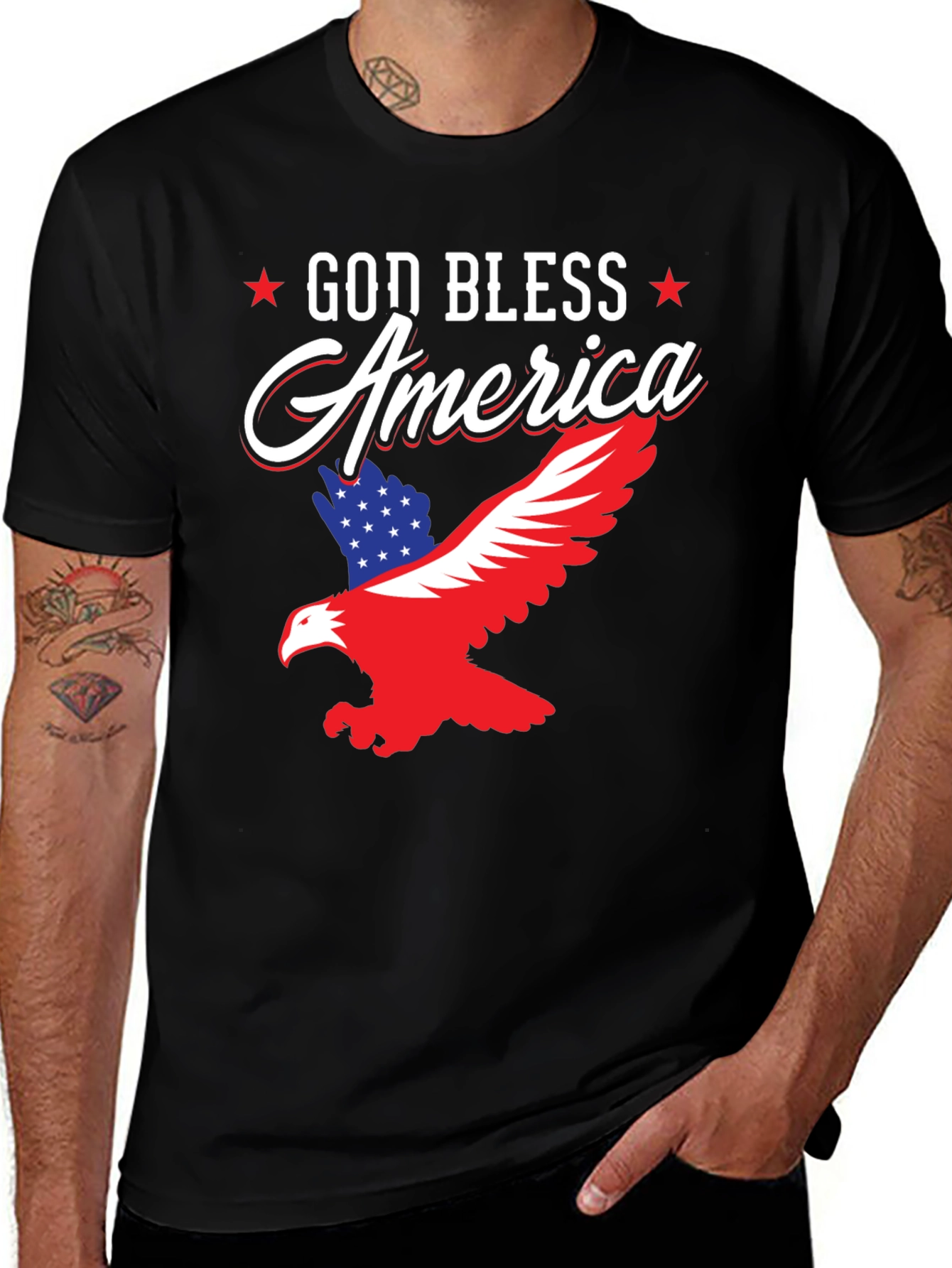 Variant 3 of God Bless America Eagle Graphic Tee - Patriotic