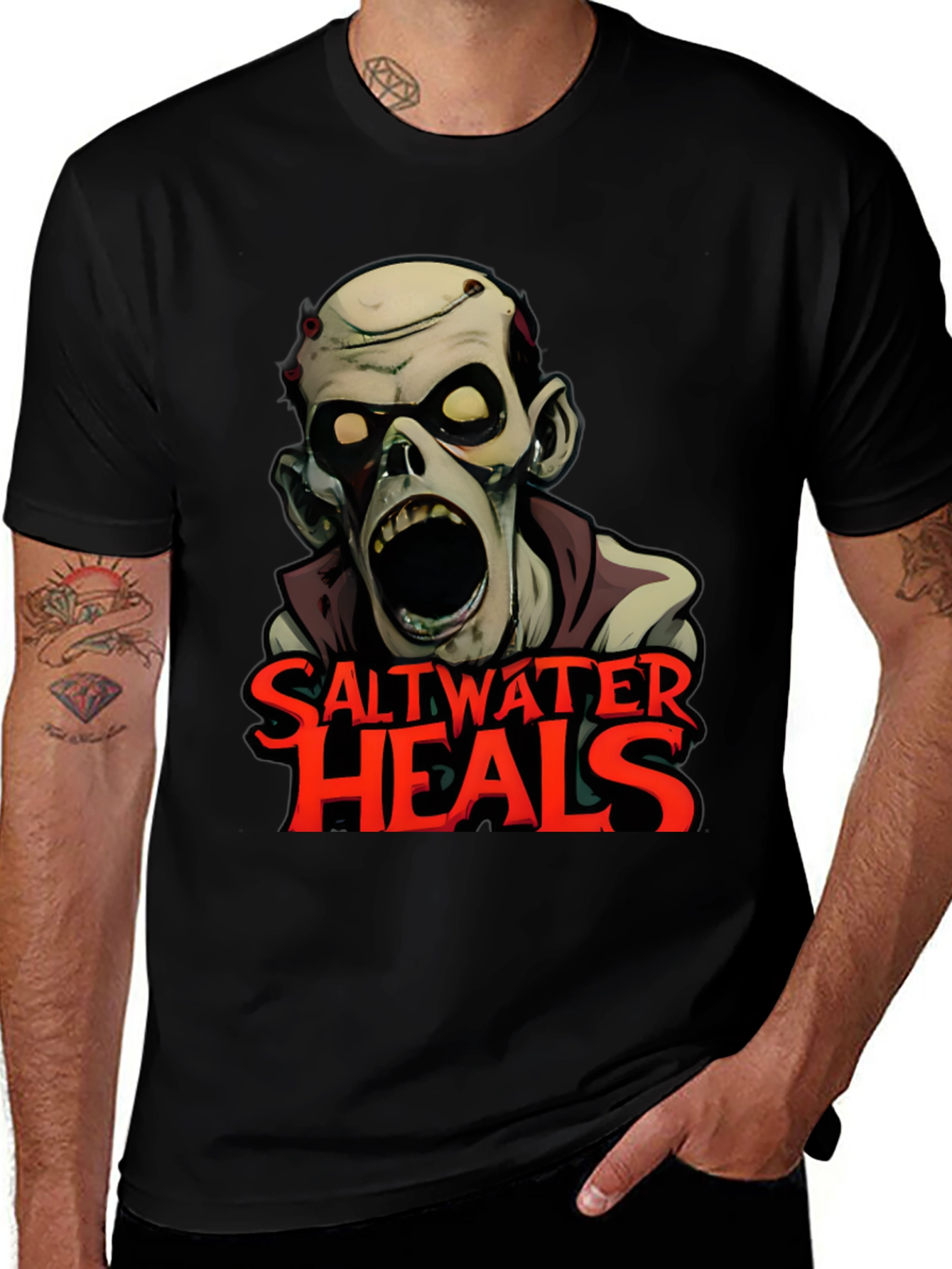 Variant 19 of Saltwater Heals Zombie Graphic Tee