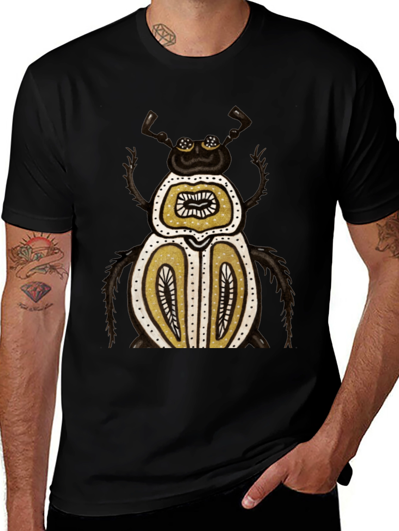 Variant 5 of Unique Beetle Graphic Tee - Black Cotton T-Shirt