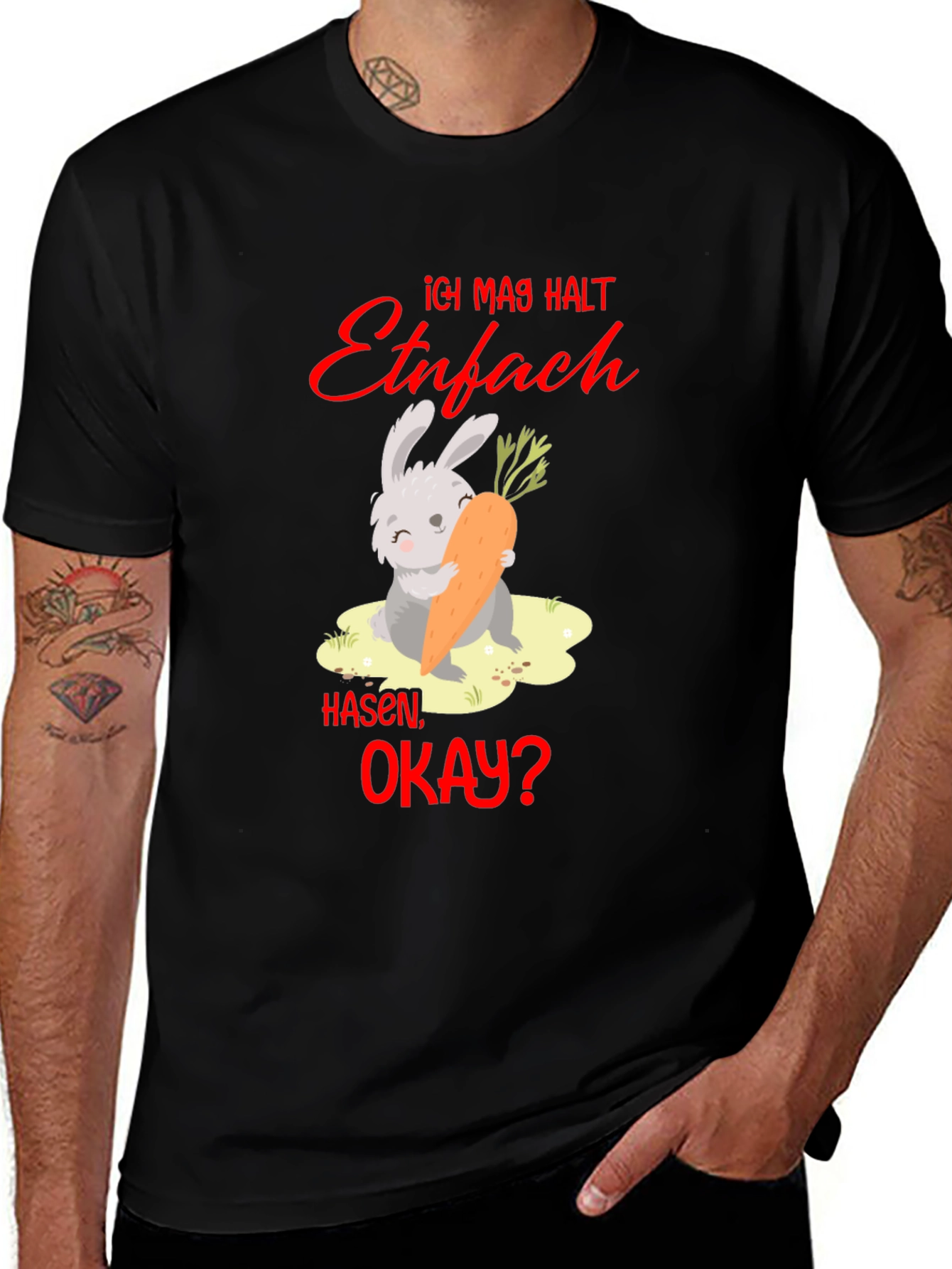 Variant 19 of Funny "Ich mag halt Hasen, okay?" Bunny T-Shirt