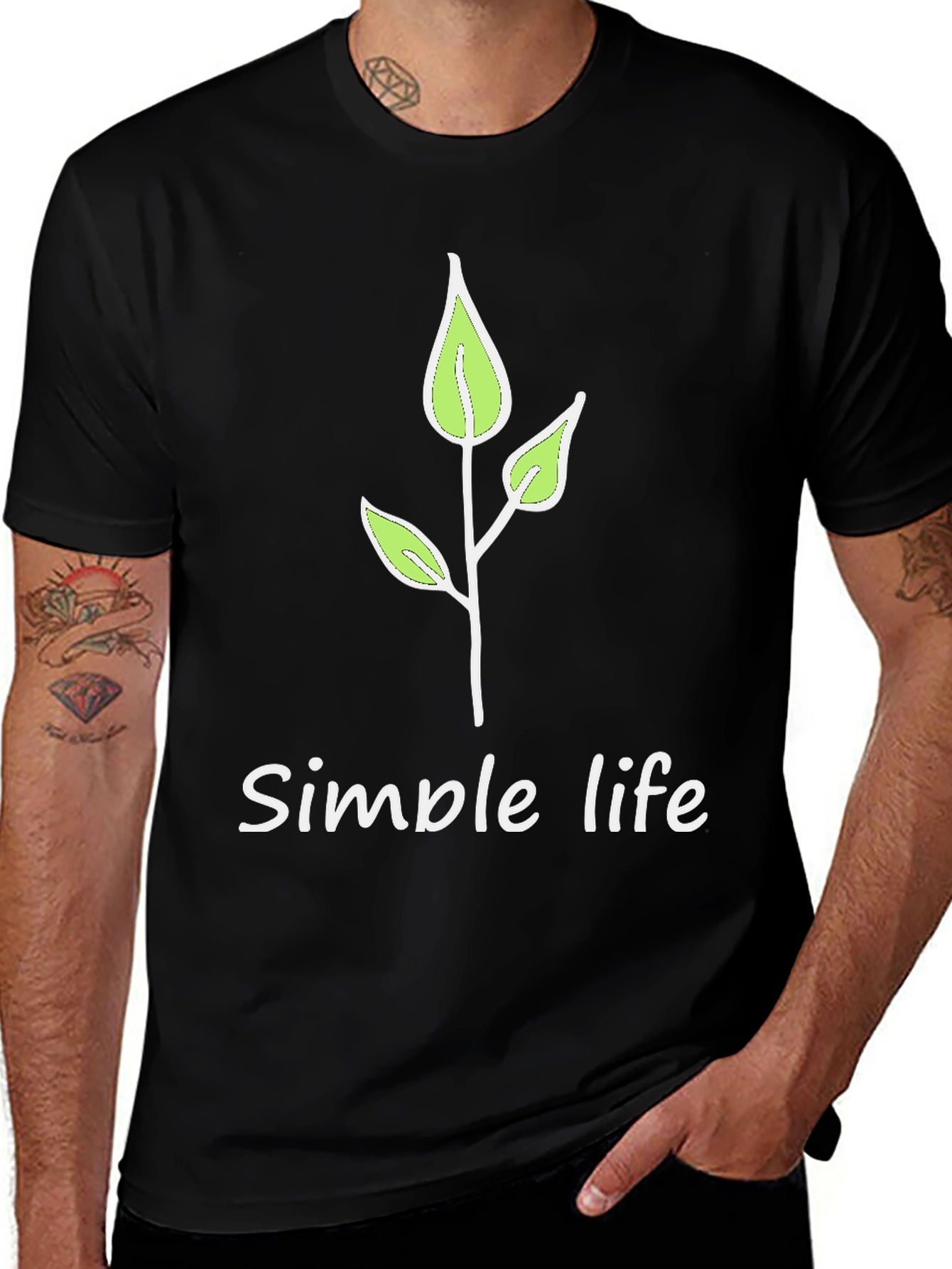 Variant 14 of Simple Life Black Graphic Tee - Nature Inspired