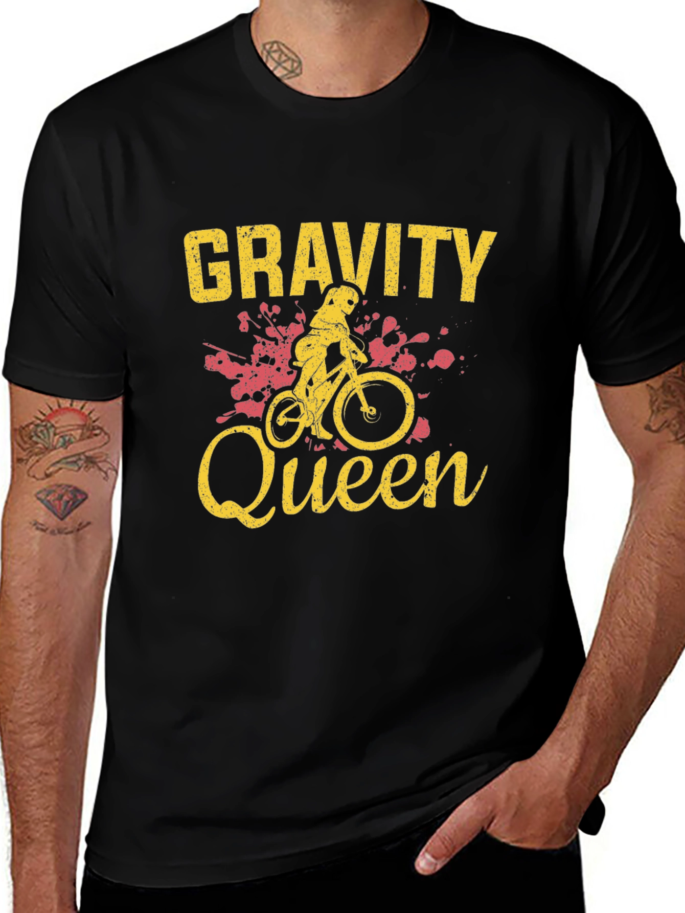 Variant 24 of Gravity Queen Black T-Shirt - Mountain Biker
