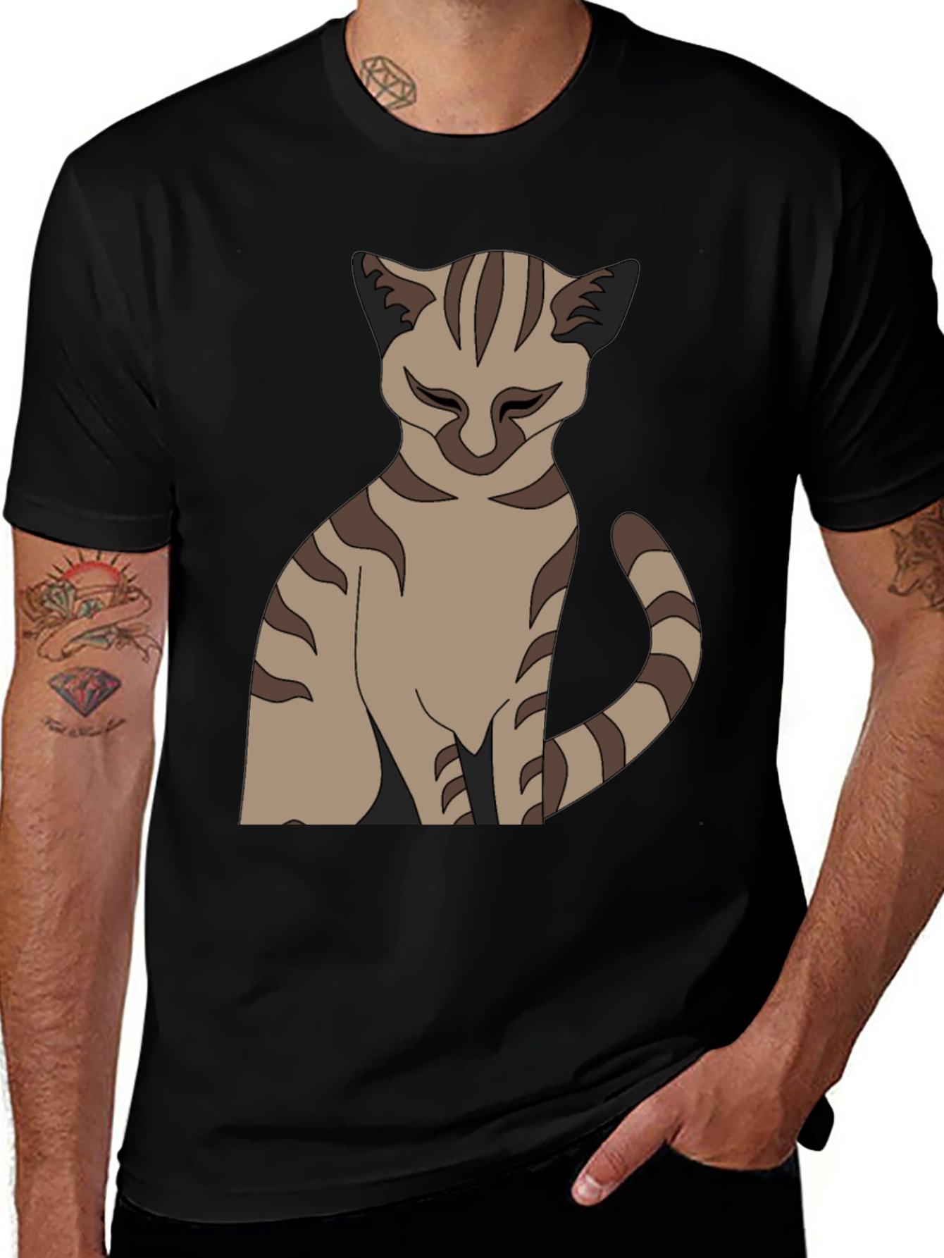Variant 30 of Cool Cat Graphic Black T-Shirt