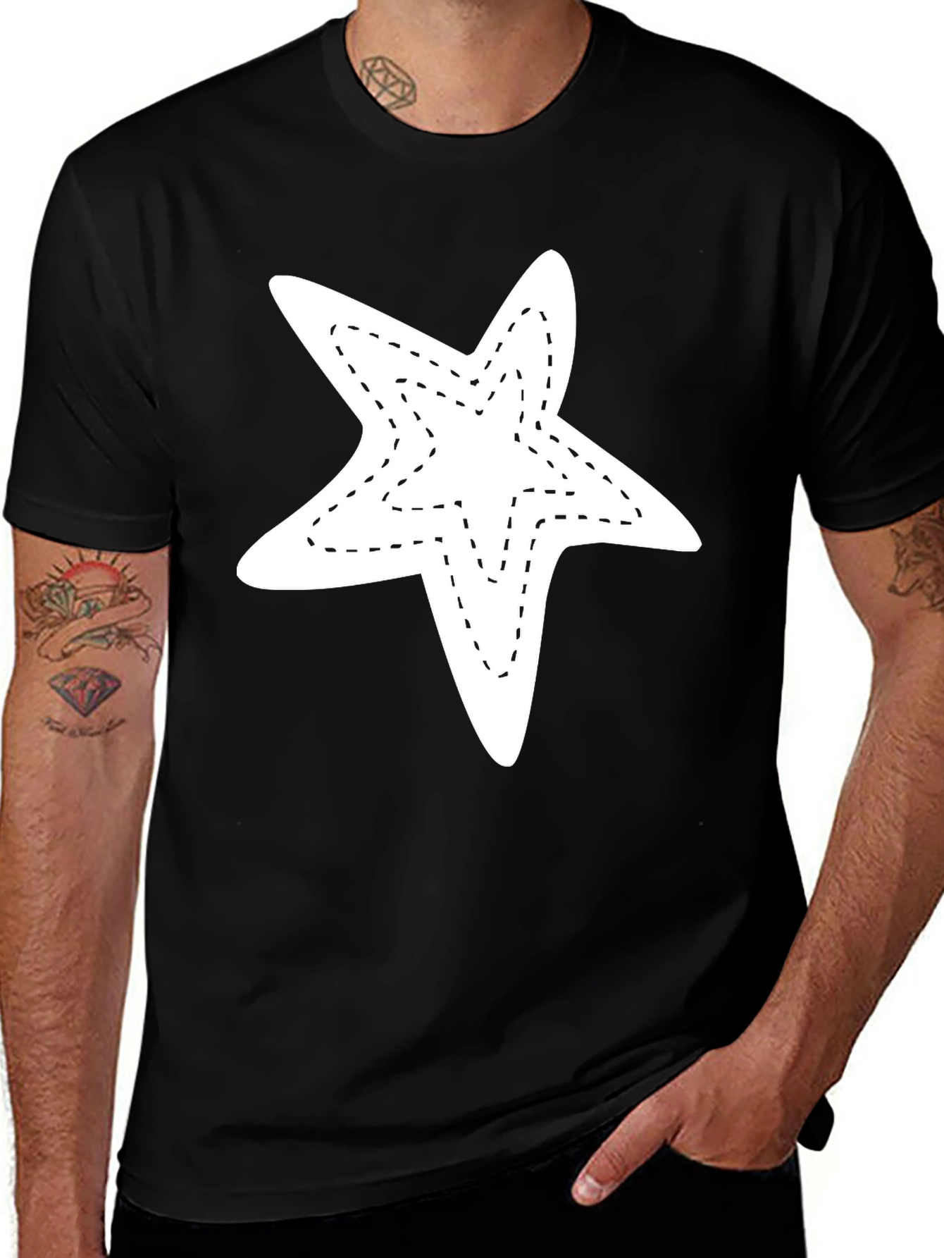 Variant 28 of Star Tee - Black Casual Graphic T-Shirt for Men